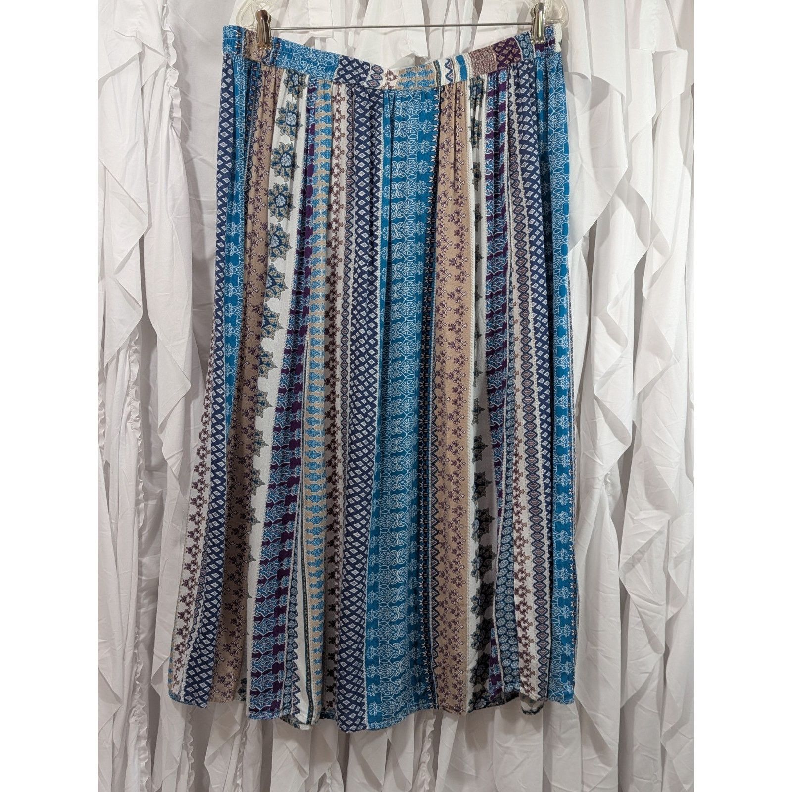 Other Vintage Anthony Richards Boho XL Rayon Maxi Skirt Blue Size 38" / US 16 / IT 52 - 5 Thumbnail