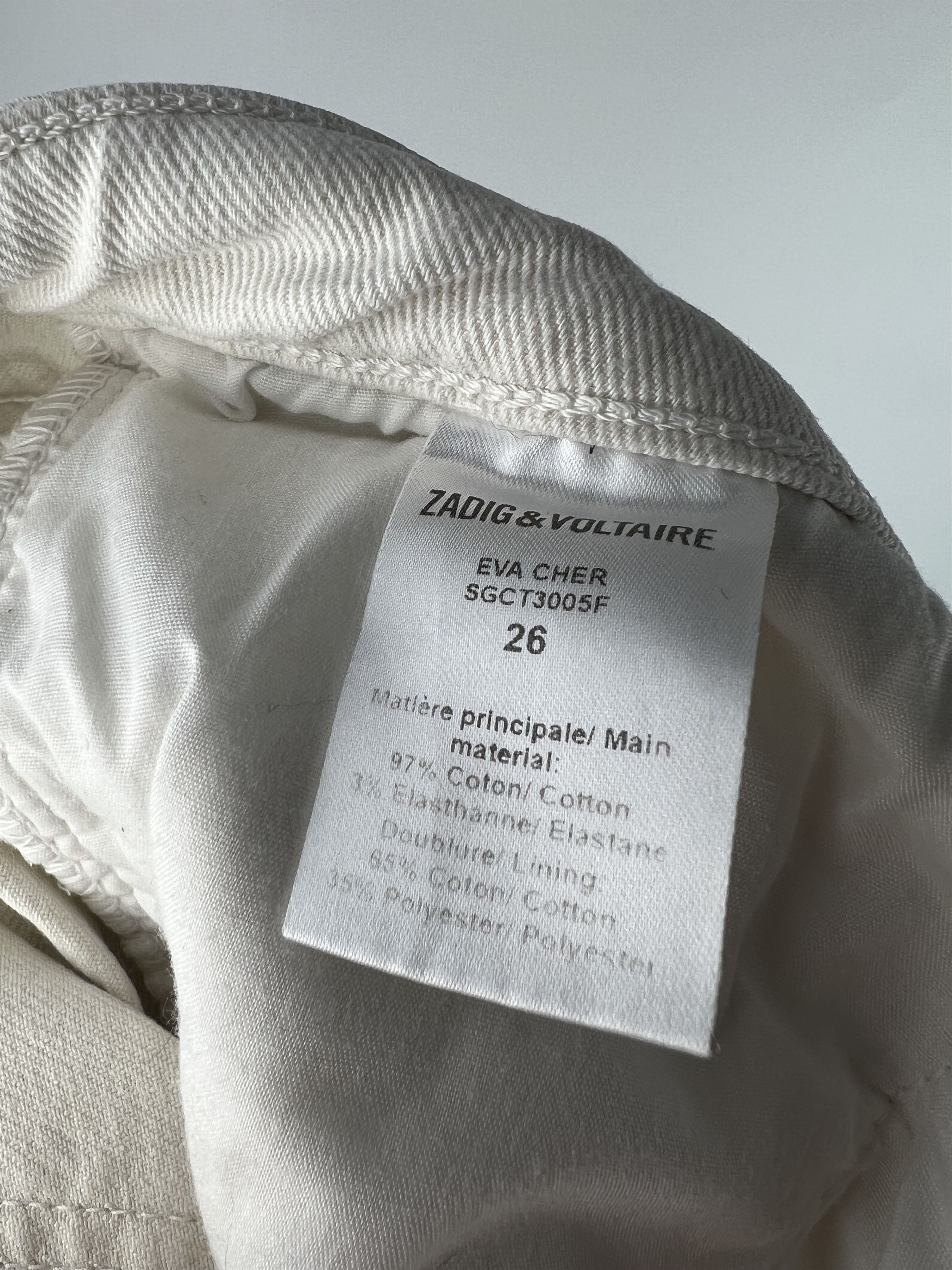 Zadig & Voltaire Eva Sher Jeans White Size 26