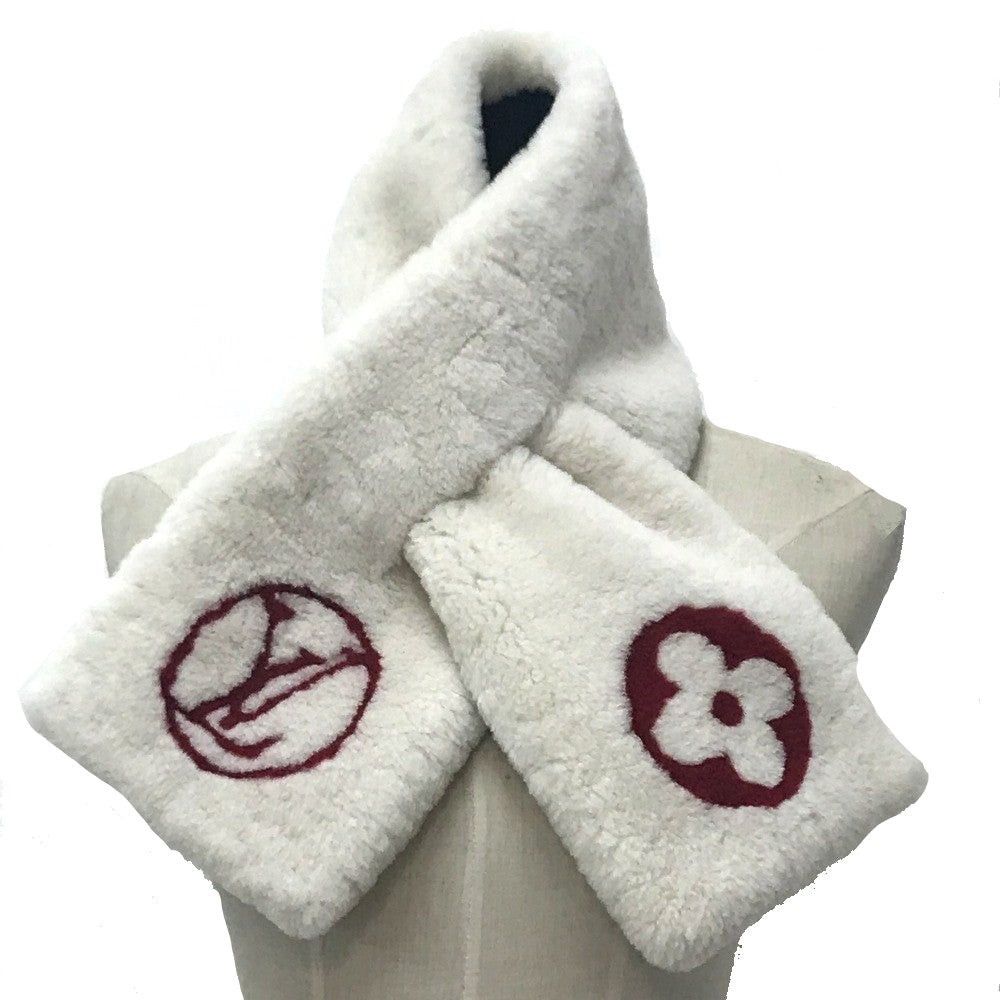 Louis Vuitton Louis Vuitton M70434 Monogram Flower Shallp Shirring Darling Stall Scarf Cashmere Women White×Red Size ONE SIZE - 1 Thumbnail