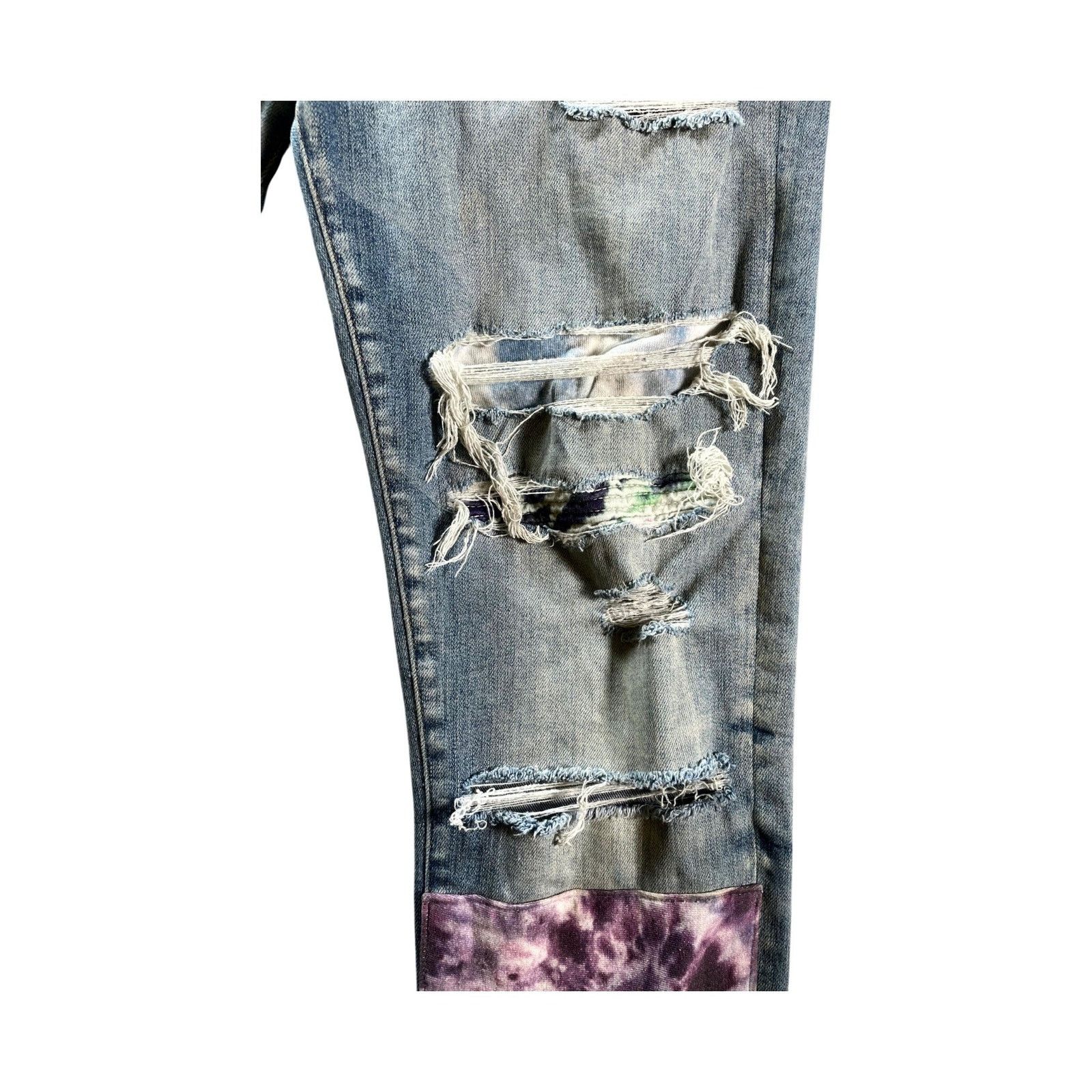 Amiri Amiri Tie Dye Patchwork Light Wash & Multicolor Jeans Size US 32 / EU 48 - 3 Thumbnail