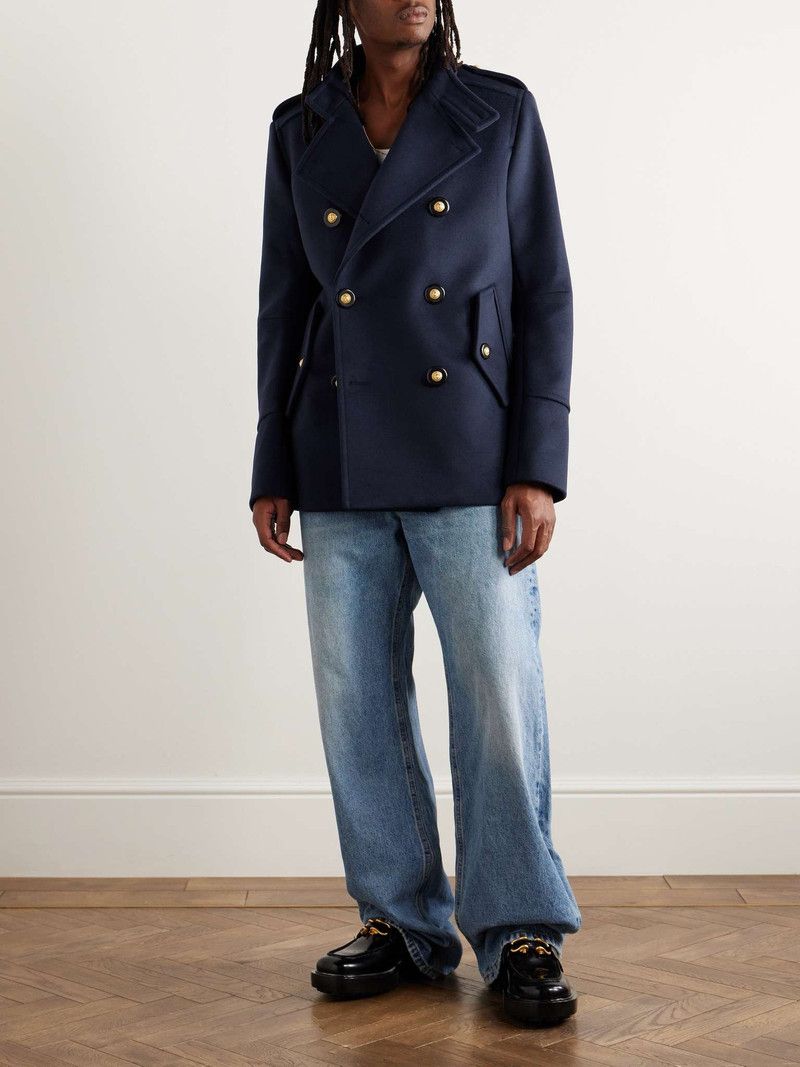 Balmain o1y0426 Wool Coat in Midnight Blue Size US M / EU 48-50 / 2 - 5 Thumbnail