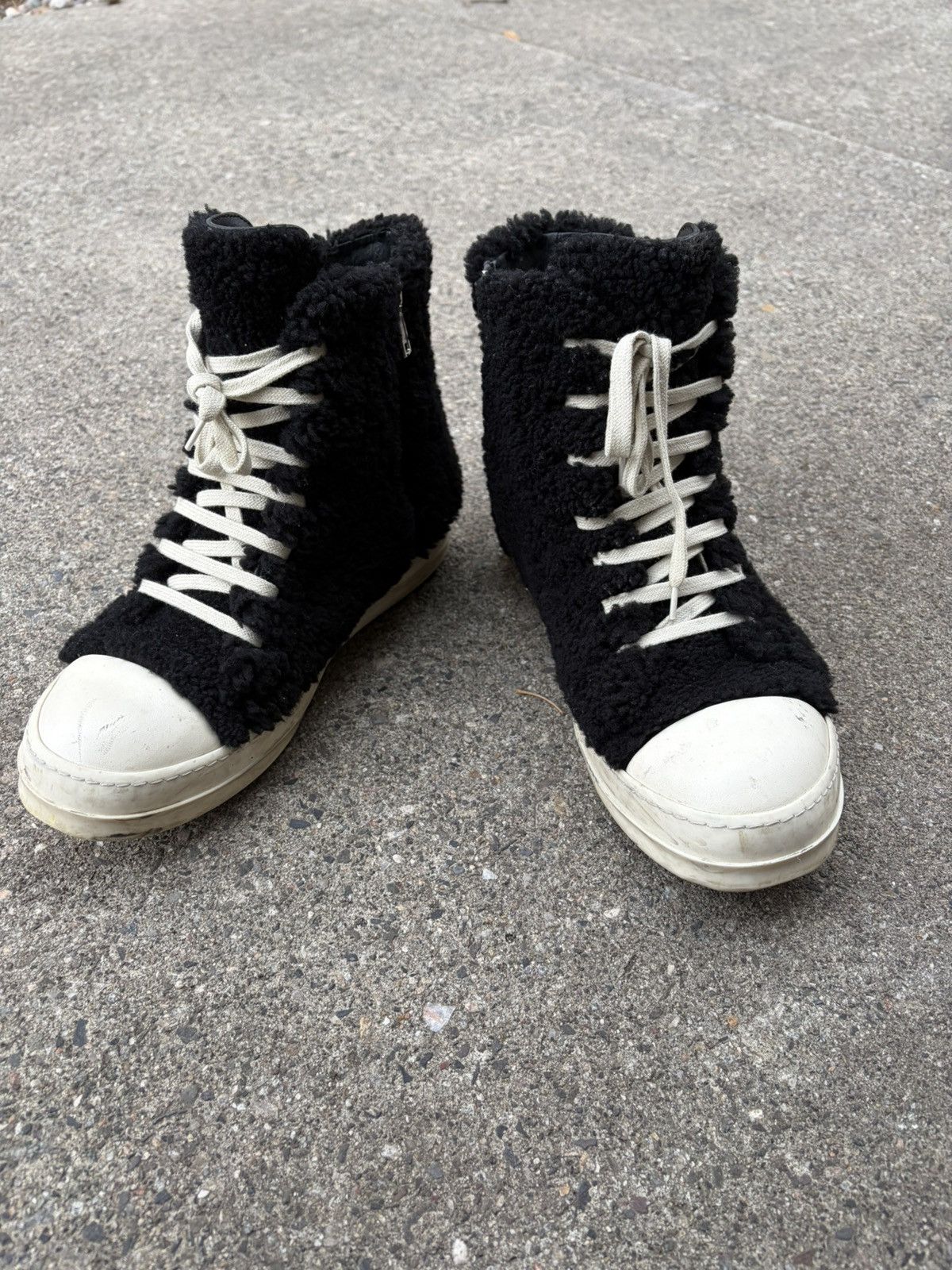 Rick Owens Shearling Ramones (SS22 Strobe) Size US 11 / EU 44 - 3 Thumbnail