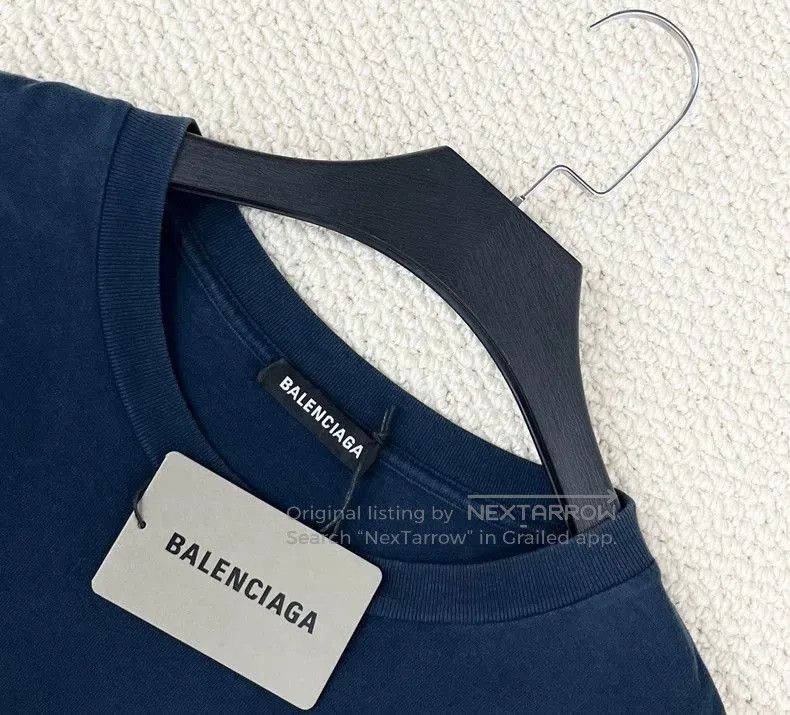 Balenciaga Balenciaga Blue Black Logo Short Sleeve Tee. Size US XS / EU 42 / 0 - 2 Thumbnail