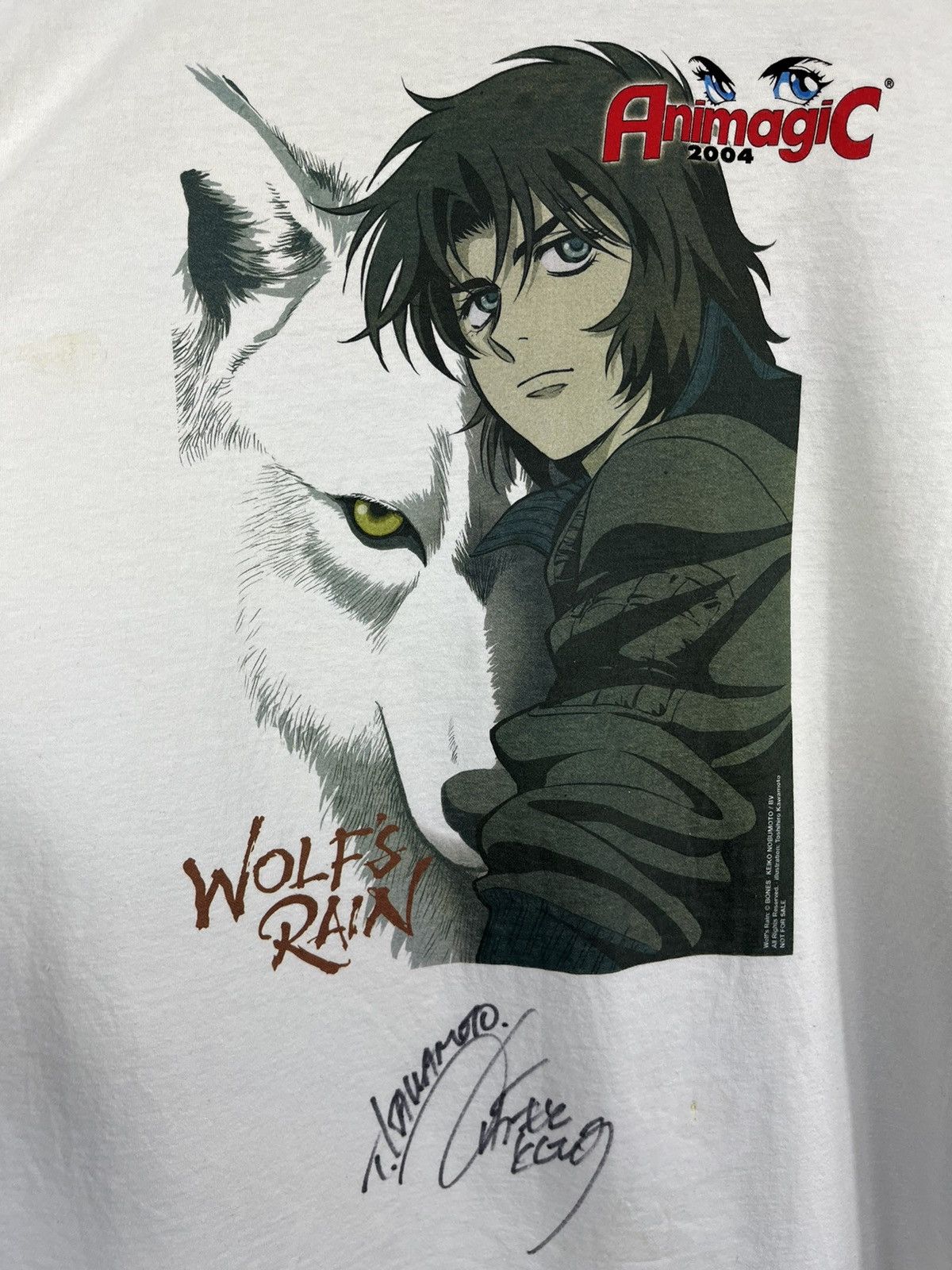 image of Gem Wolfs Rain Keiko Nobumoto Signed Animagic T-Shirt in White, Men's (Size XL)
