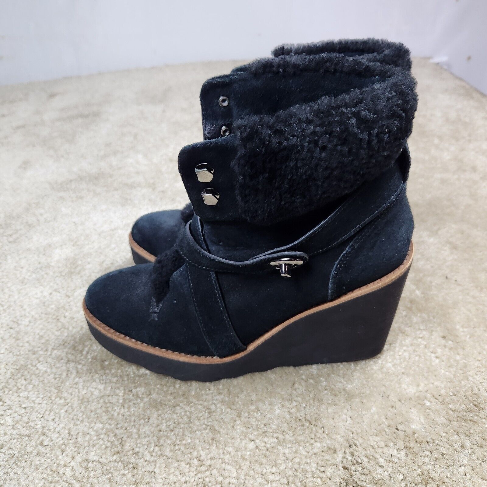 Coach Coach Kenna Wedge Boots Suede Shearling Black Size 7.5 B Size US 7.5 / IT 37.5 - 3 Thumbnail