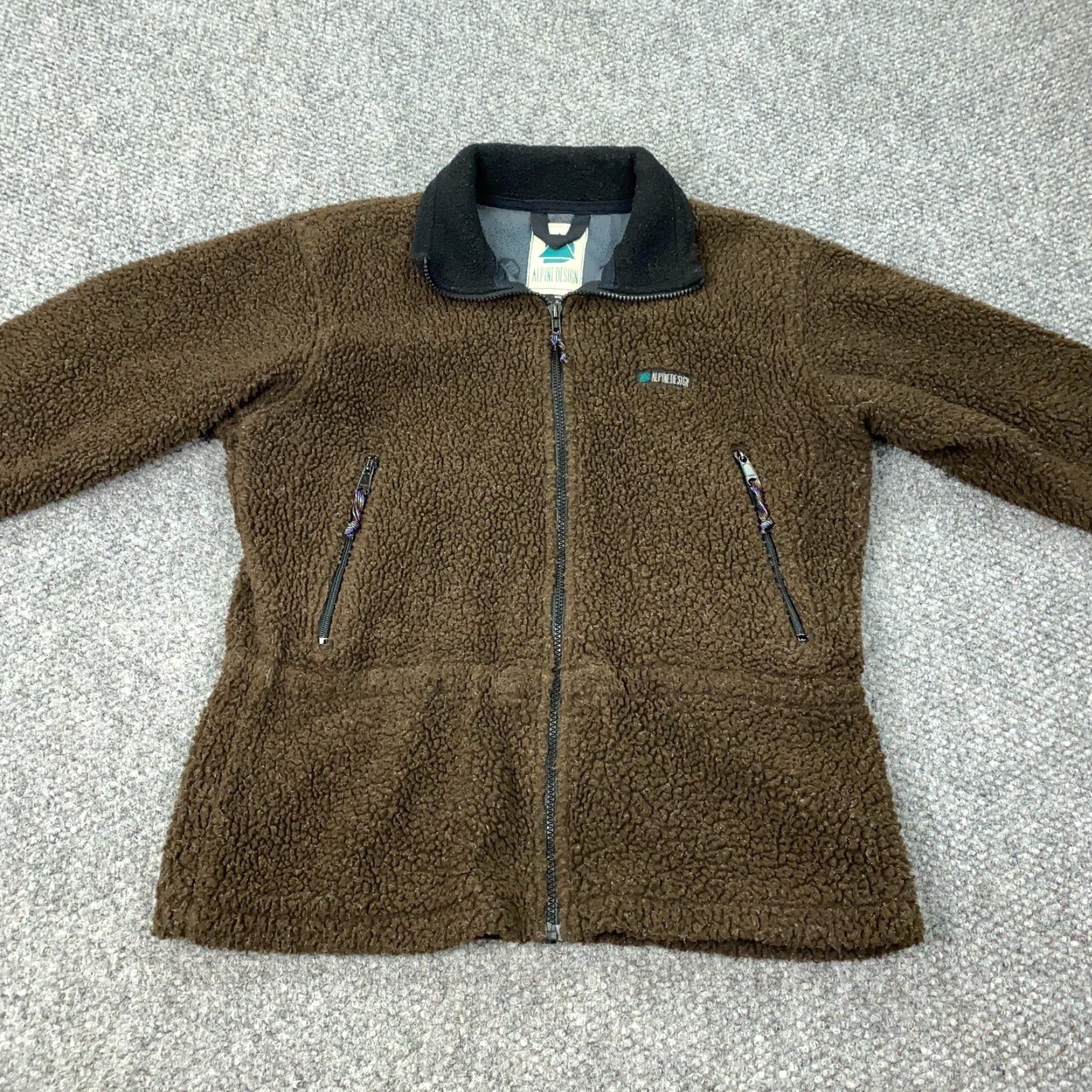 Vintage Alpine Design Womens Jacket Small Brown Fleece Wind Stopper Made In USA Size S / US 4 / IT 40 - 2 Thumbnail