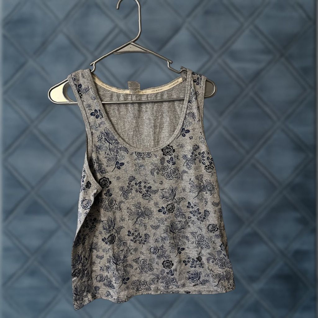 Lucky Brand Lucky Brand Sleep Shirt Gray Floral Tank Tee Lounge Sleeveless Womens L Gray Stars Cotton Modal Sleeveless Sleepshirt Women L Size L / US 10 / IT 46 - 1 Thumbnail