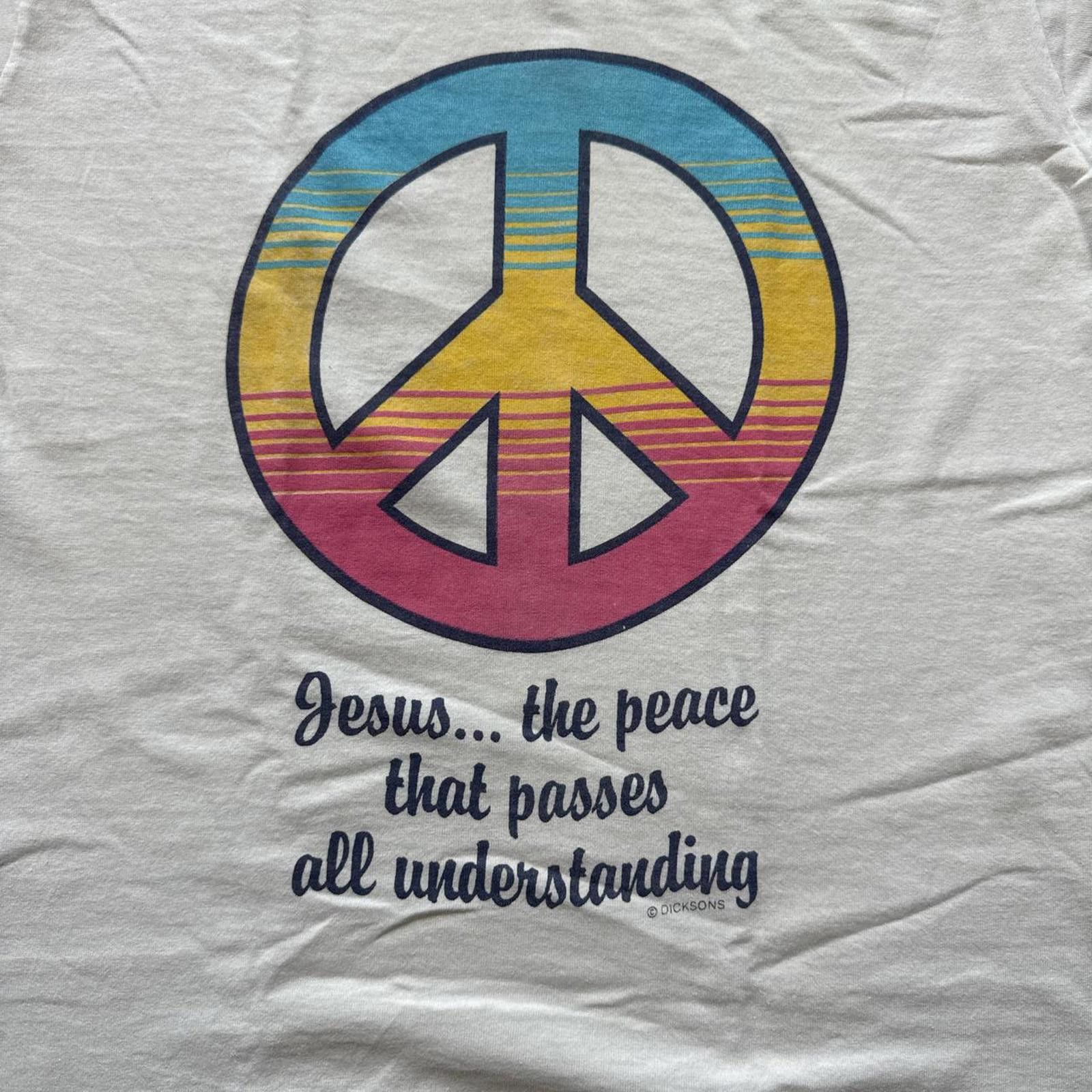 Other Jesus "Peace Sign" Vintage 90s T-Shirt On Screen Stars Tag Size US M / EU 48-50 / 2 - 3 Thumbnail