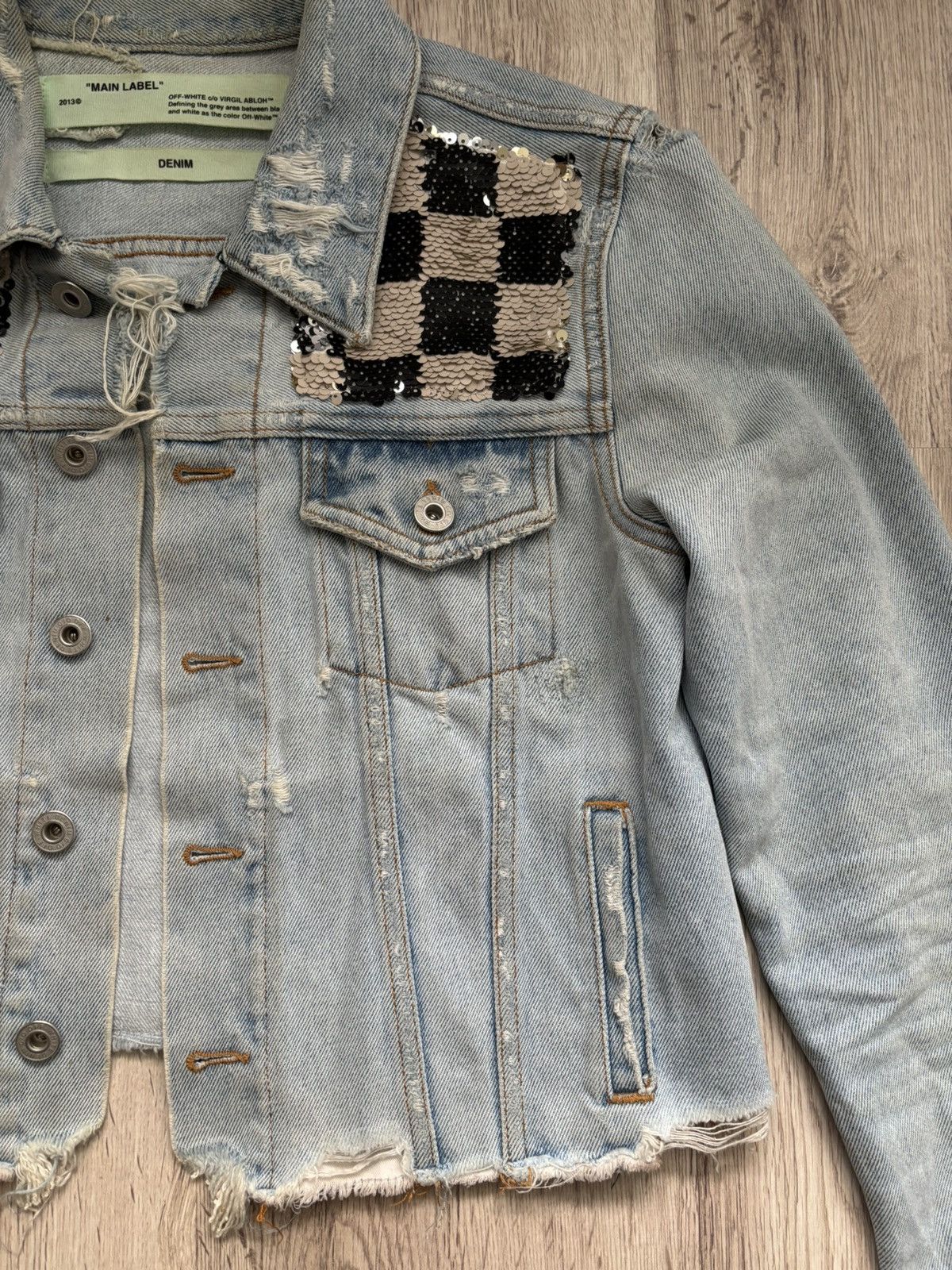 Off-White OFF-WHITE C/O VIRGIL ABLOH CHECKERED DENIM JACKET size 40 Size L / US 10 / IT 46 - 6 Thumbnail