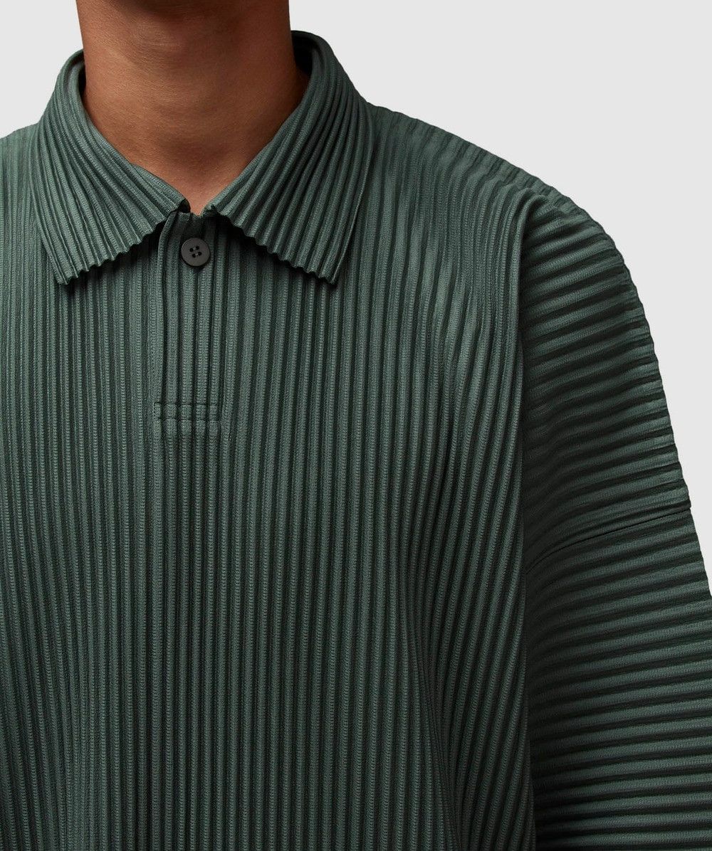 Issey Miyake o1h1sh10525 Pleated Polo Shirt in Green Size US M / EU 48-50 / 2 - 5 Thumbnail