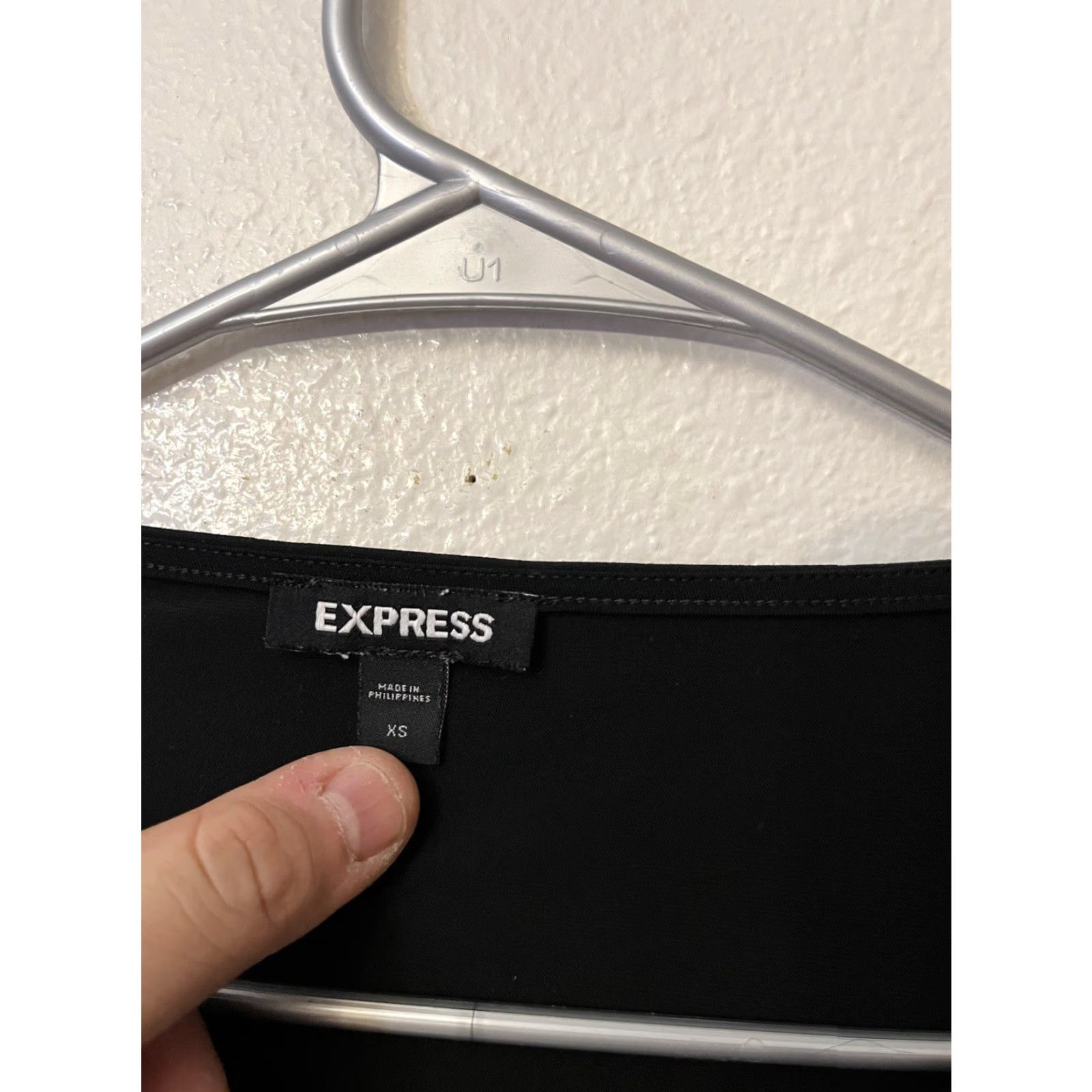 Express Express Blouse Women XS Cropped Long Sleeve Tie Waist V-Neck Black Balloon Sleeve, Solid, Wrap Front, Lightweight, All Seasons, Express brand, Size XS Size XS / US 0-2 / IT 36-38 - 3 Thumbnail