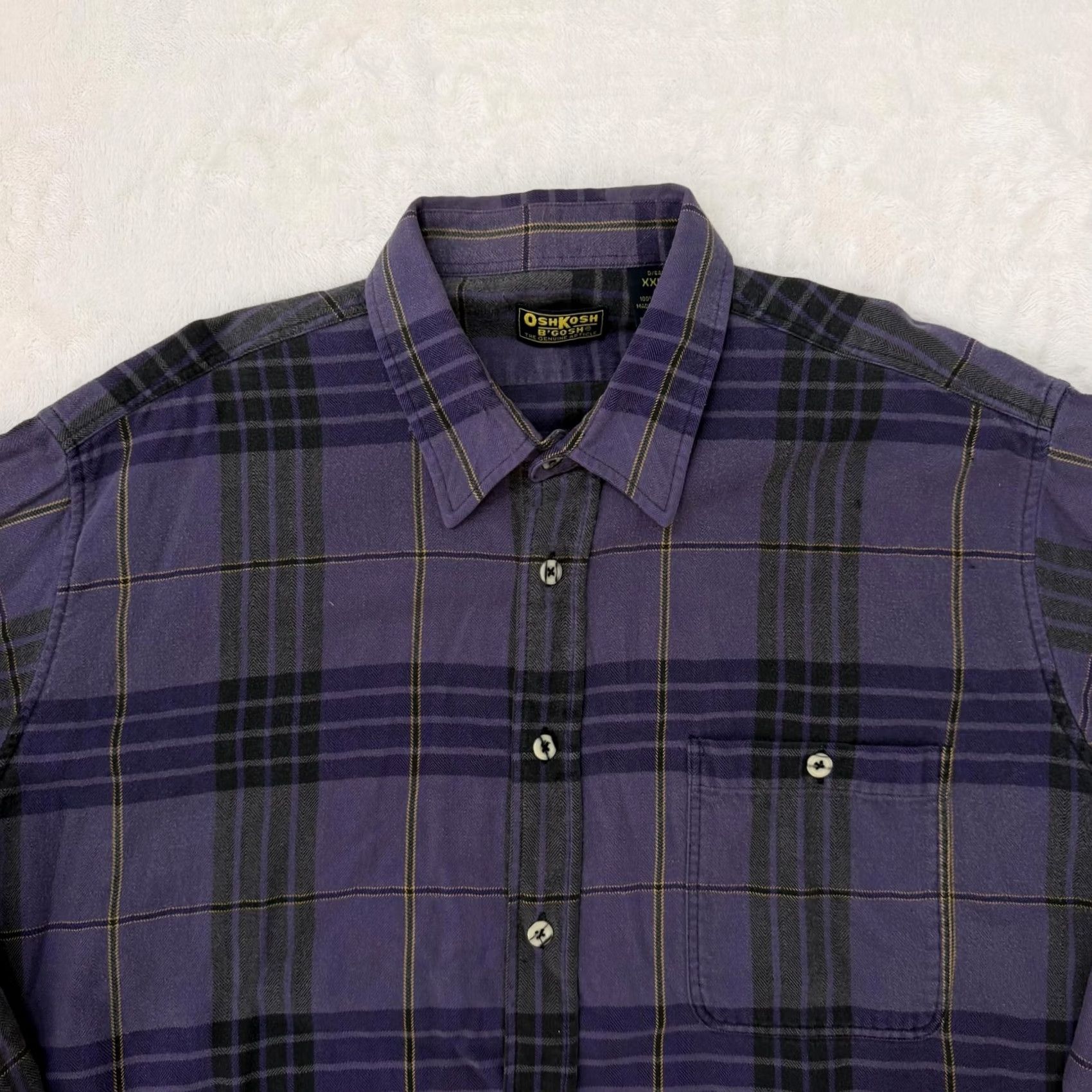 Vintage VINTAGE OshKosh B'gosh Shirt Mens 2XLT Purple Plaid Flannel Button Up Size US XXL / EU 58 / 5 - 2 Thumbnail