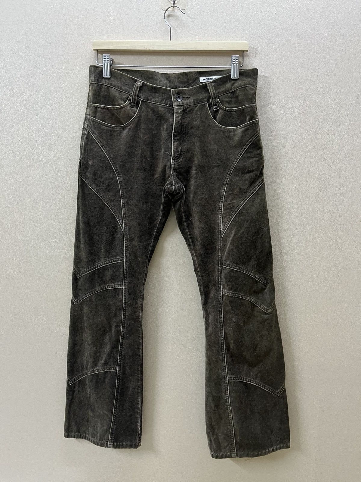Japanese Brand Vintage Semantic Design Flare Velvet Pant Size 29" - 1 Thumbnail