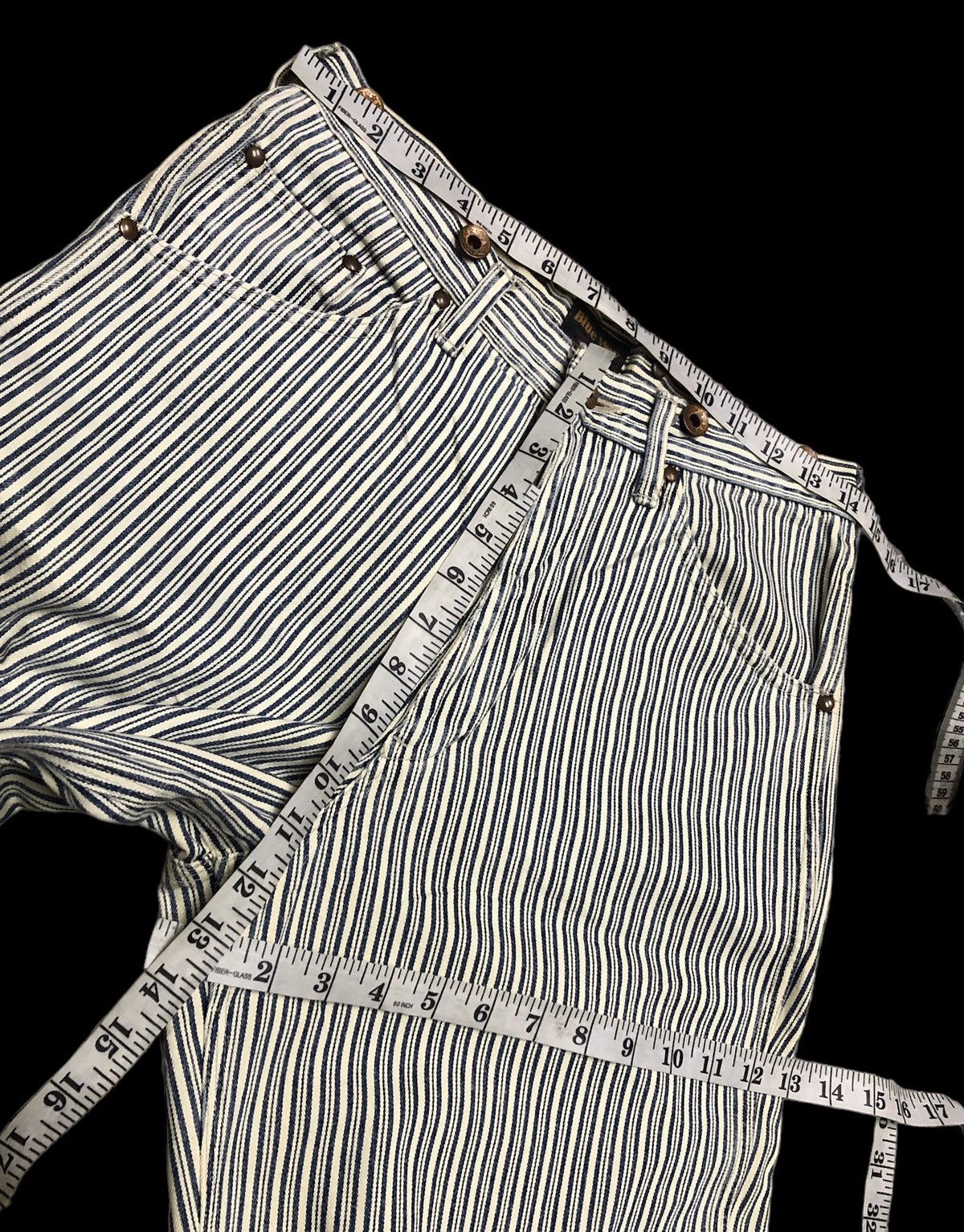 Japanese Brand BAGGY⚡️⚡️STRIPED BLUE WAY CARPENTER DENIM Size US 28 / EU 44 - 11 Thumbnail