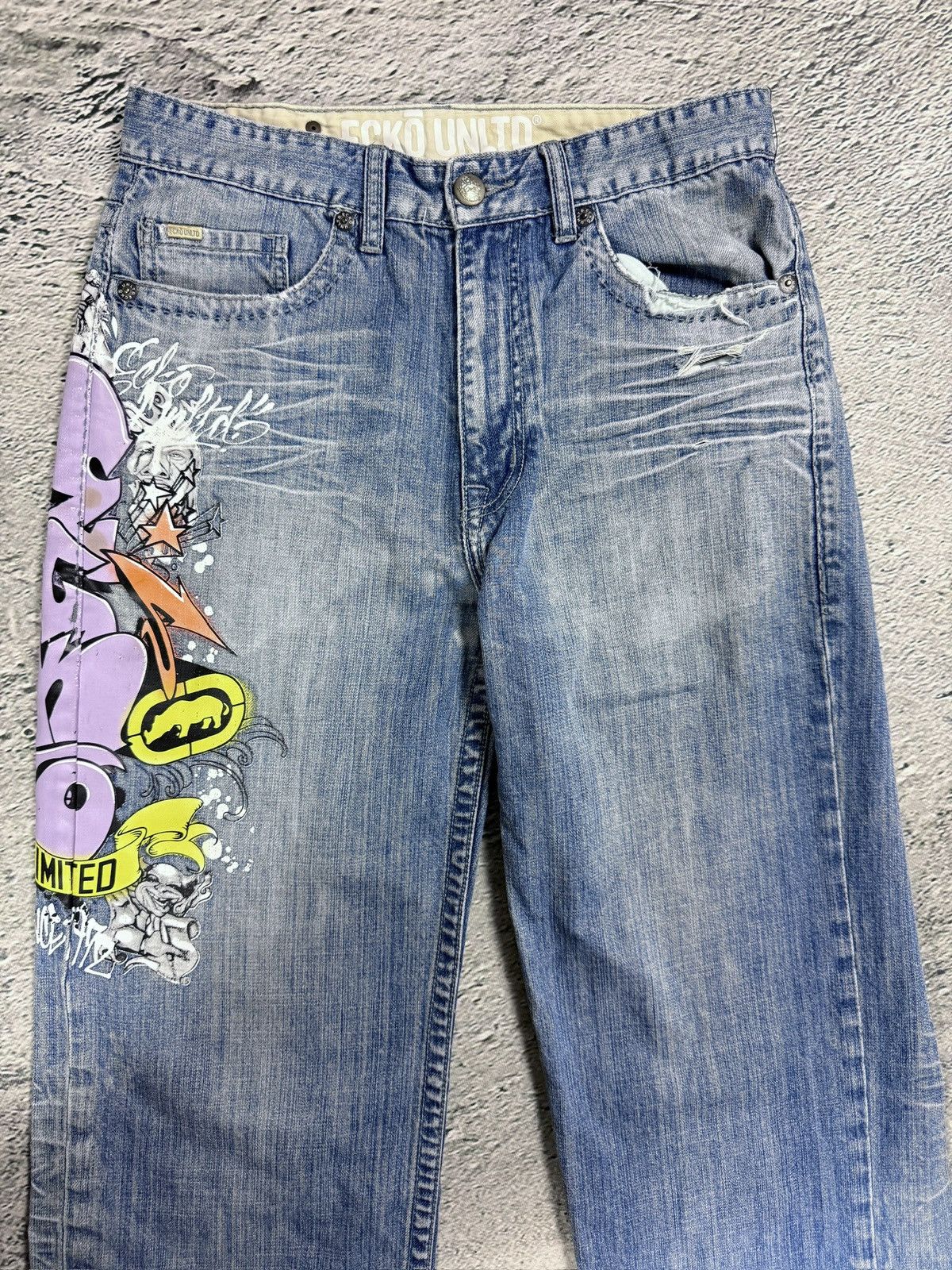 Ecko Unltd. Ecko Vitage jeans denim baggy pants Y2K print Size US 31 - 8 Thumbnail