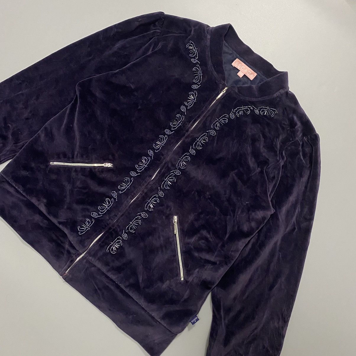 Escada Escada Women’s S Velour Velvet Boomber Jacket Size S / US 4 / IT 40 - 2 Thumbnail