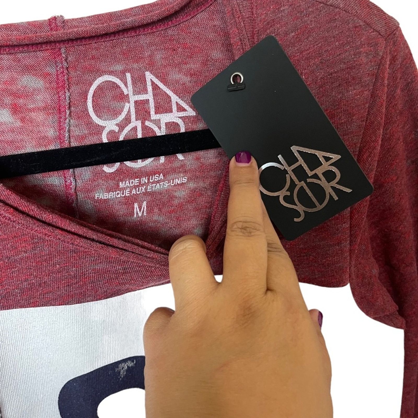 Chaser Brand Chaser Long Sleeve USA Graphic Tee Burgundy Multi Medium Size M / US 6-8 / IT 42-44 - 3 Thumbnail