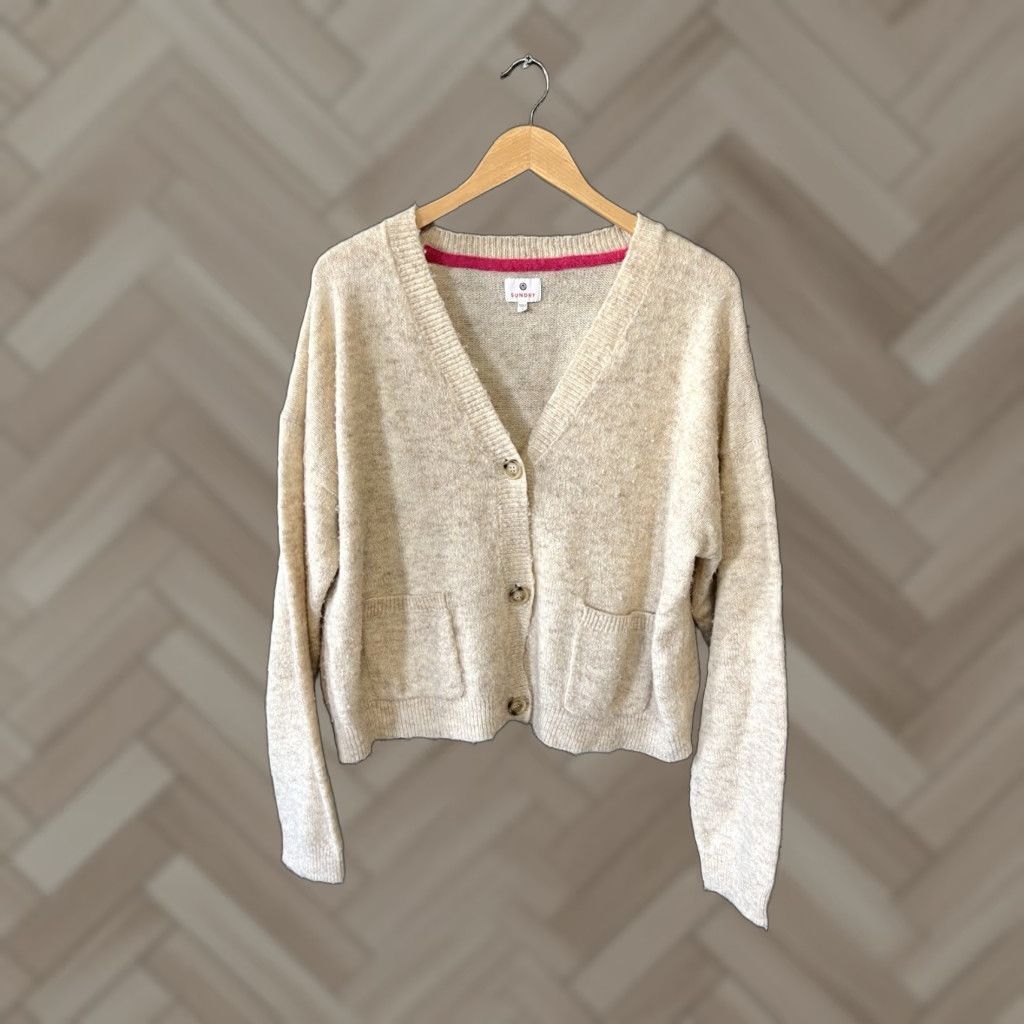 Sundry Sundry Cardigan Sweater Womens Beige Wool Cashmere Button Up Size 3 Regular Knit Sleeve Long Scoop Neck 3 Love Fall Winter Spring Size XS / US 0-2 / IT 36-38 - 1 Thumbnail