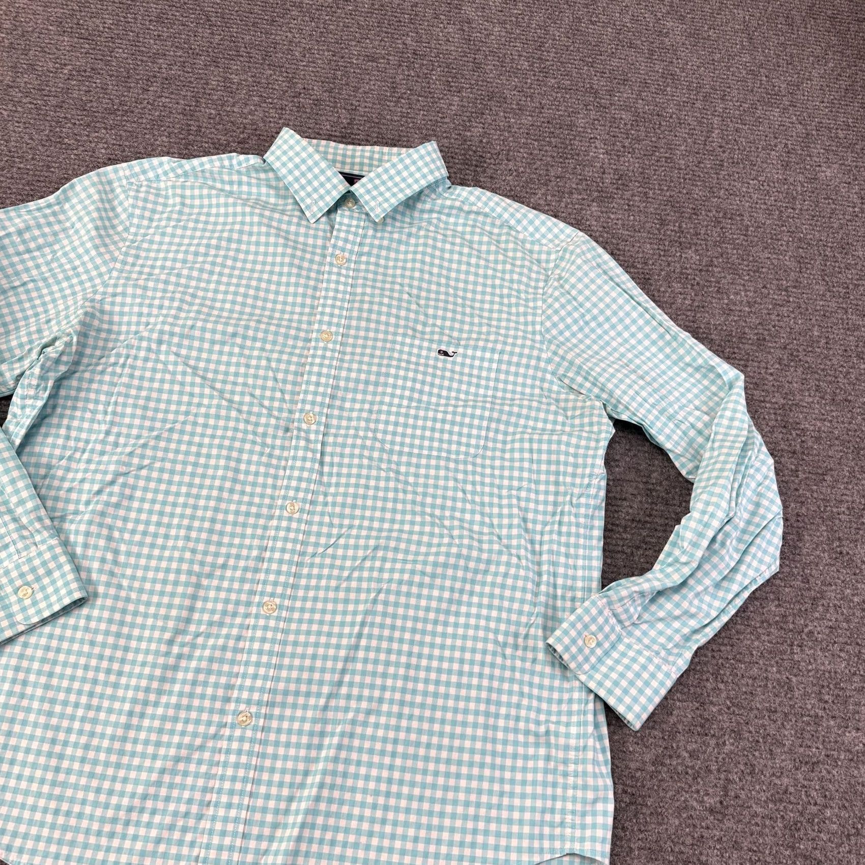 Vineyard Vines Vineyard Vines Performance Long Sleeve Shirt, XL, Blue Check, Stretch, Button-Up, Mens Size US XL / EU 56 / 4 - 2 Thumbnail