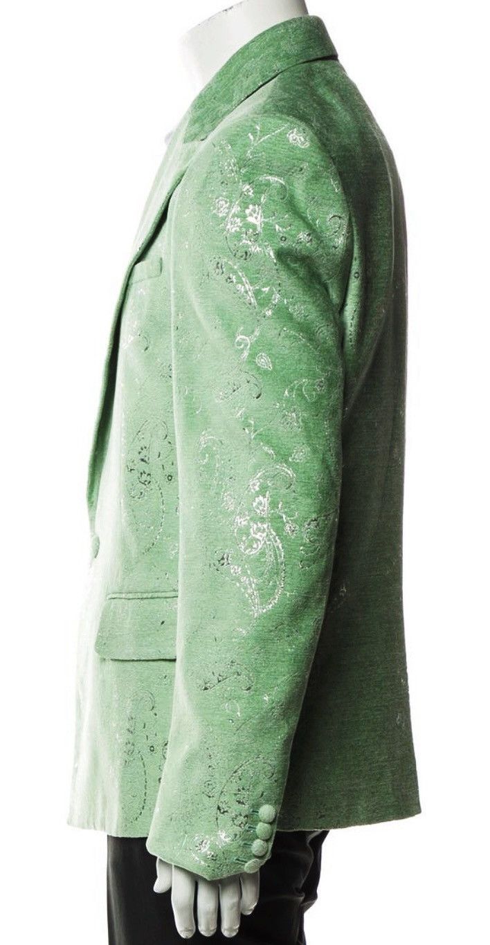 Amiri AMIRI PALE LIME VELVET JACQUARD PAISLEY LUREX TUXEDO JACKET Size 50R - 2 Thumbnail