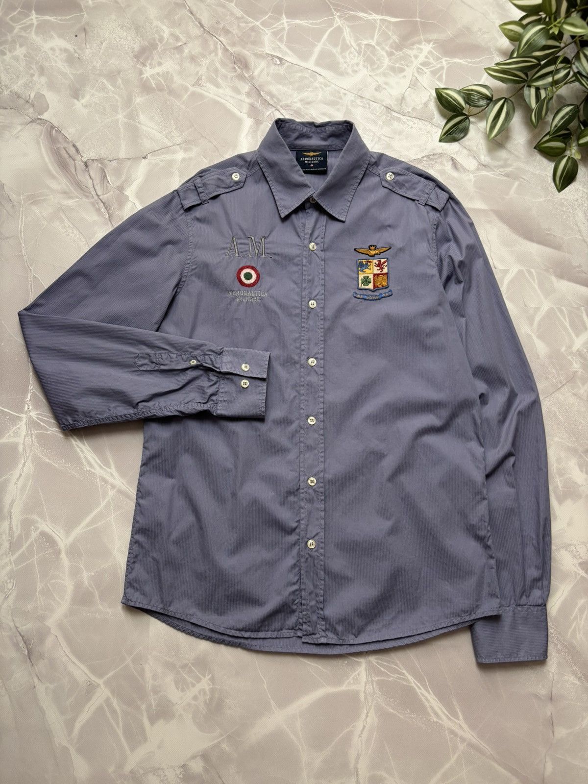 Aeronautica Militare Aeronautica Militare Uniform Shirt Made in Italy Blue-Gray M Size US M / EU 48-50 / 2 - 1 Thumbnail