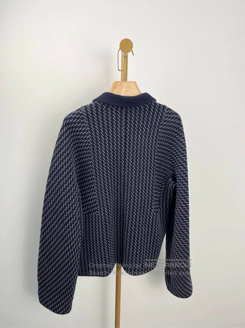 Hermes Hermes Blue All-Over Printed Collar Knit Wool Jacket Size XS / US 0-2 / IT 36-38 - 2 Thumbnail