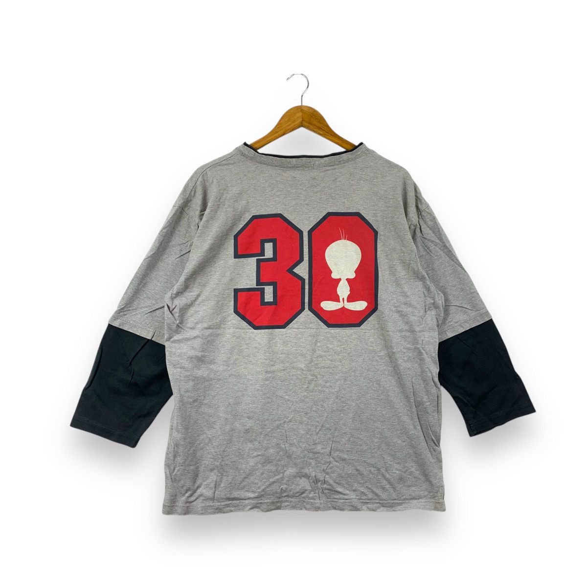 Warner Bros Vintage LOONEY TUNES TWEETY Y2K Raglan Tee Shirt Top Size XXL / US 16-18 / IT 52-54 - 4 Thumbnail