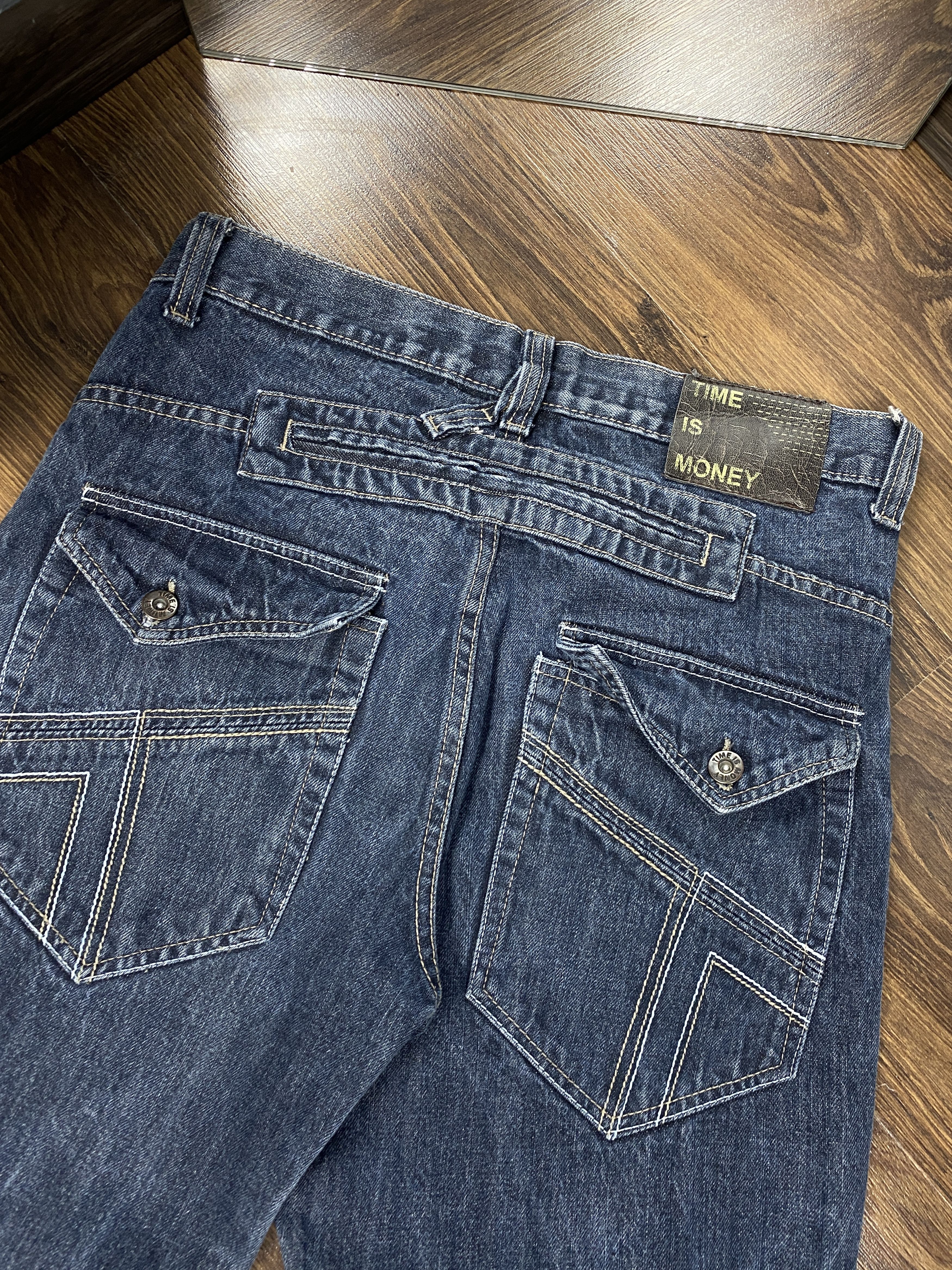 Japanese Brand × Vintage Time IS Money vintage skate jeans denim pants y2k Size US 34 / EU 50 - 2 Thumbnail