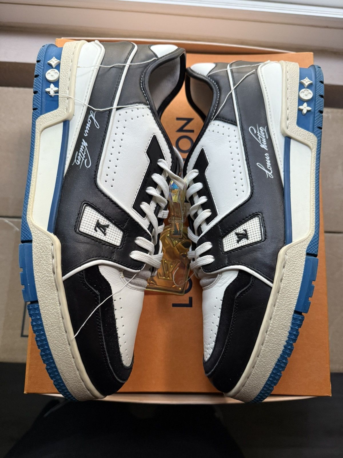 Louis Vuitton Louis Vuitton Black White Blue SS21 Upcycled Trainer Sneaker Size US 9.5 / EU 42-43 - 1 Thumbnail
