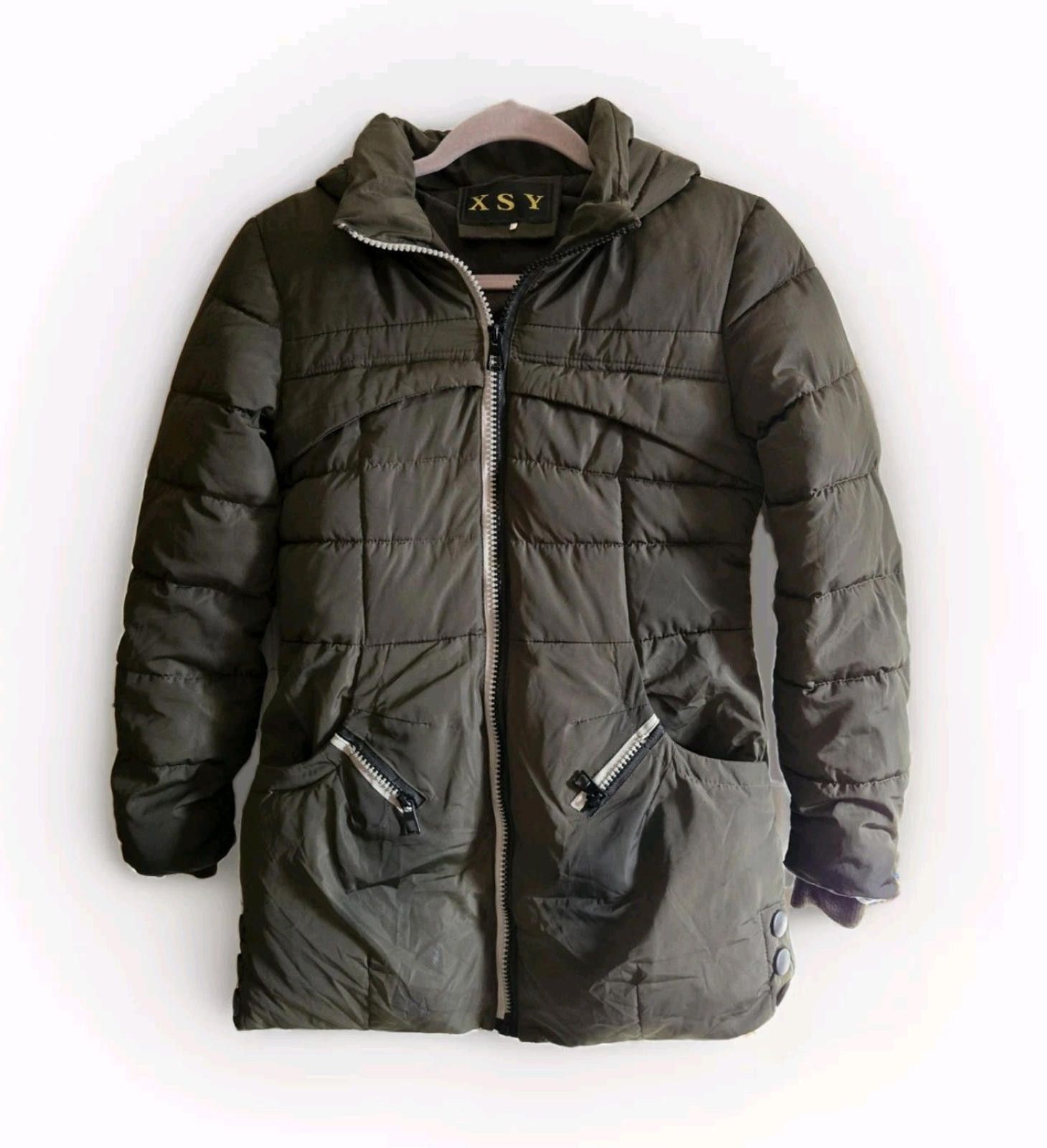 Other XSY Puffer Jacket Winter Coat Juniors L LG Olive Green Hood Size L / US 10 / IT 46 - 1 Thumbnail