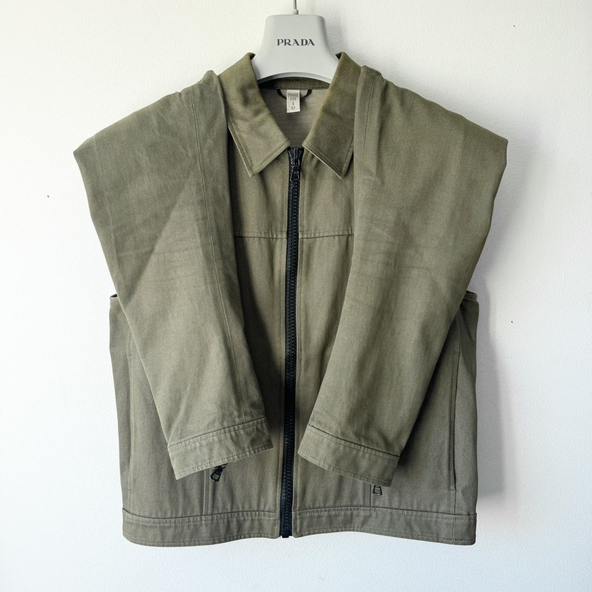 Miu Miu Miu Miu SS2000 Cotton Cropped Zip-Up Modular Denim Jacket Size US M / EU 48-50 / 2 - 7 Thumbnail