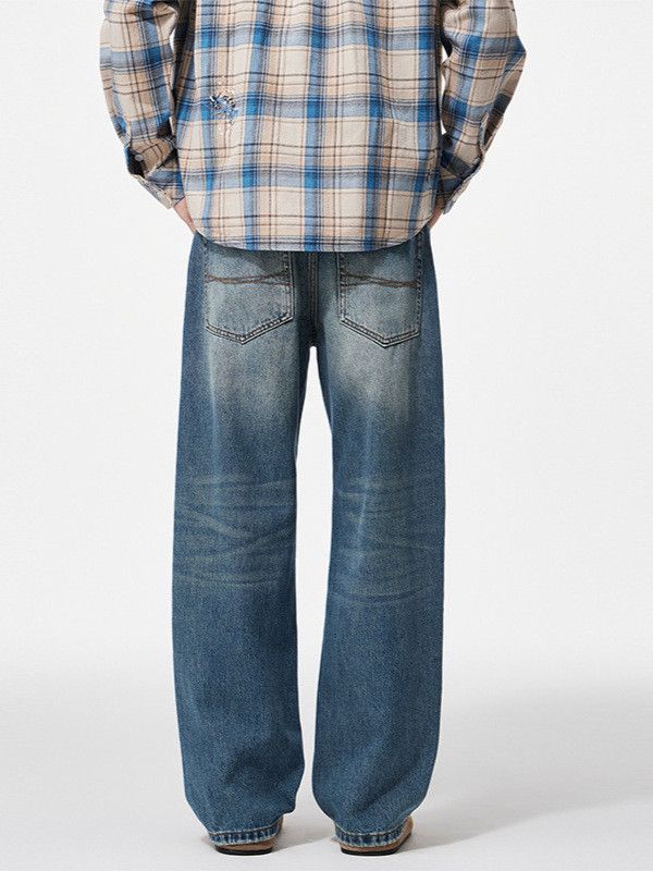Japanese Brand American-style men's loose straight leg ripped jeans Size US 32 / EU 48 - 4 Thumbnail
