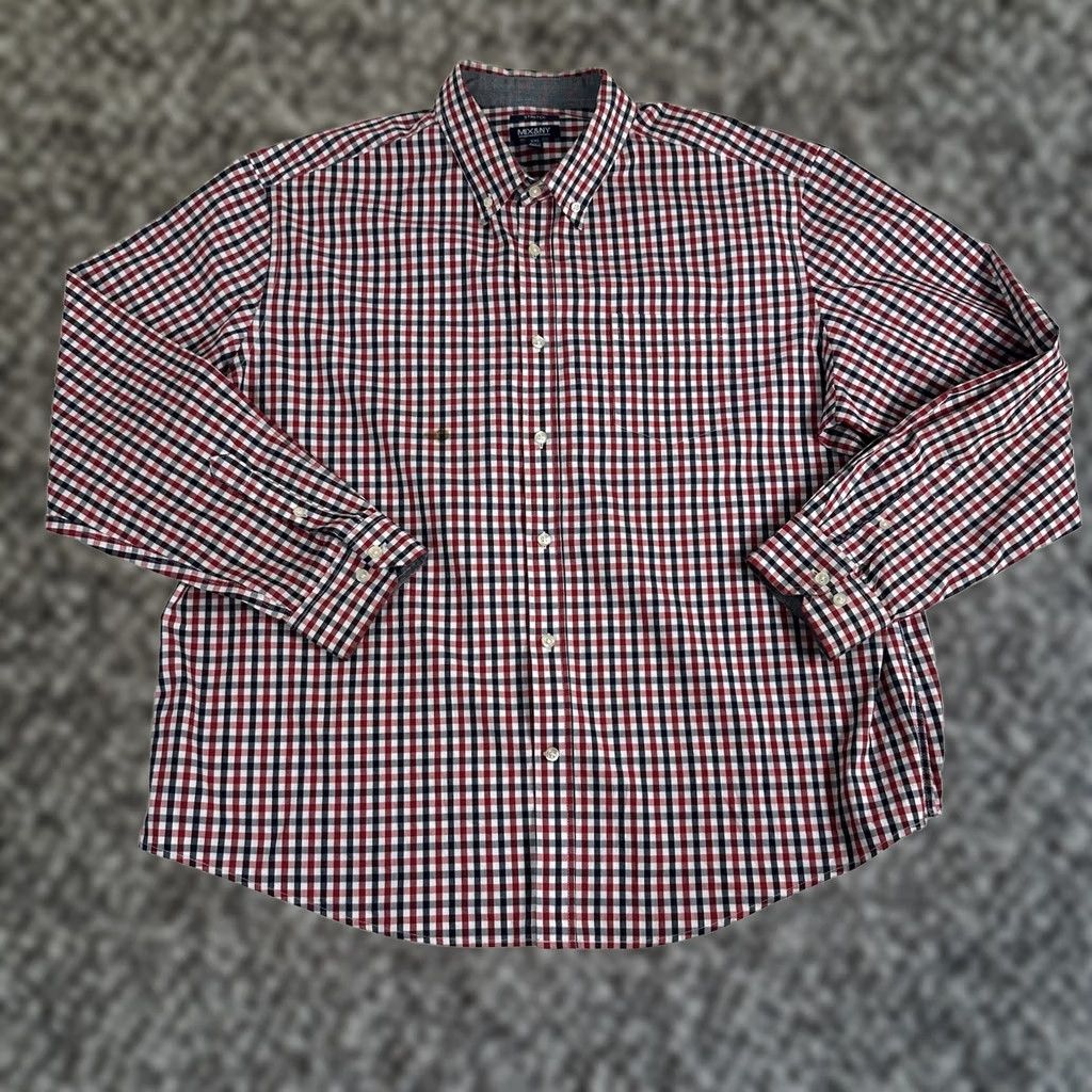Vintage Mix & NY Button-Down Gingham Plaid Long Sleeve Shirt Mens 2XL Red Casual Stretch Size US XXL / EU 58 / 5 - 1 Thumbnail