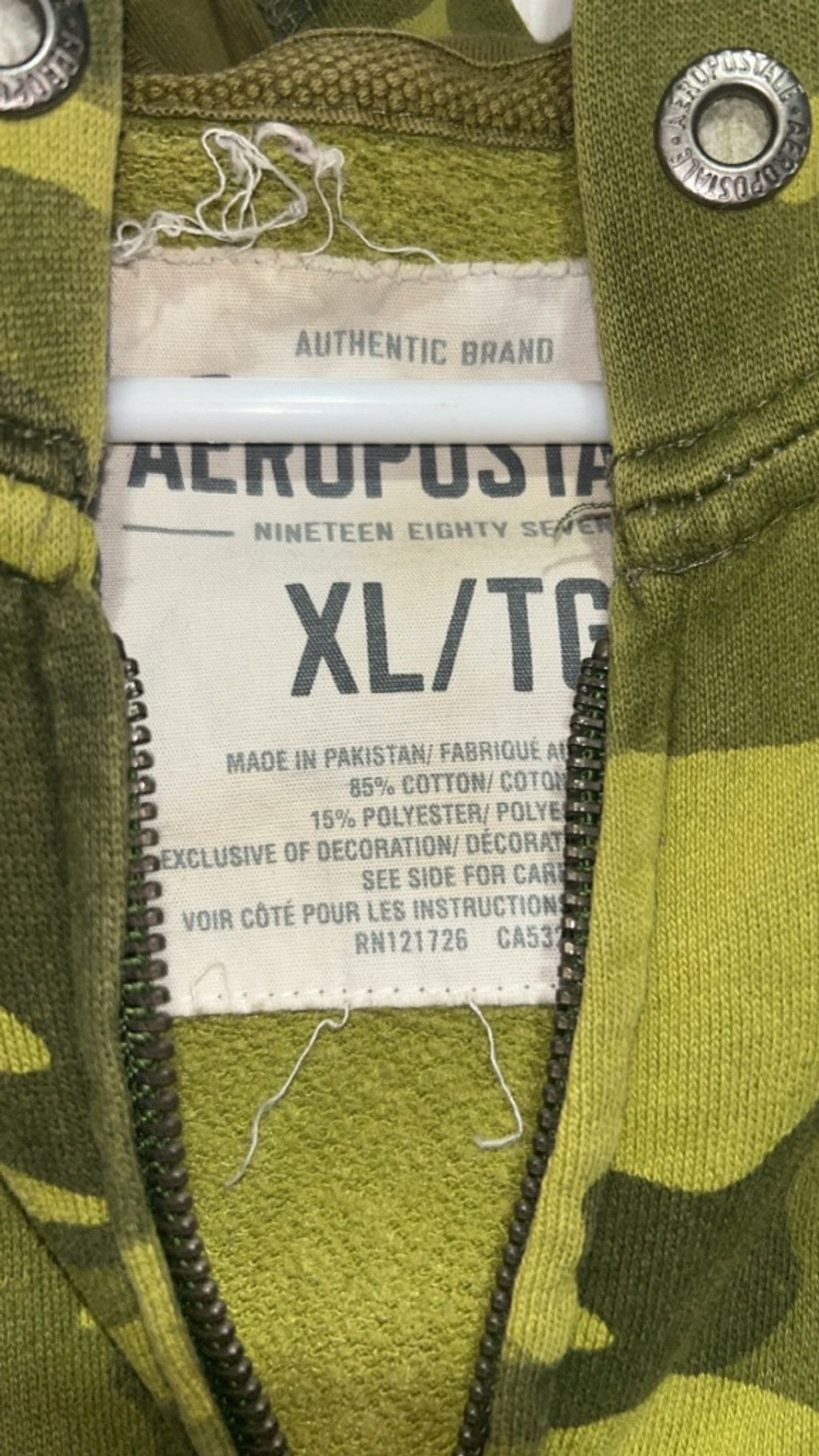 Aeropostale Men's Aeropostale Camo Full-Zip Hoodie XL Green Olive Size US XL / EU 56 / 4 - 2 Thumbnail