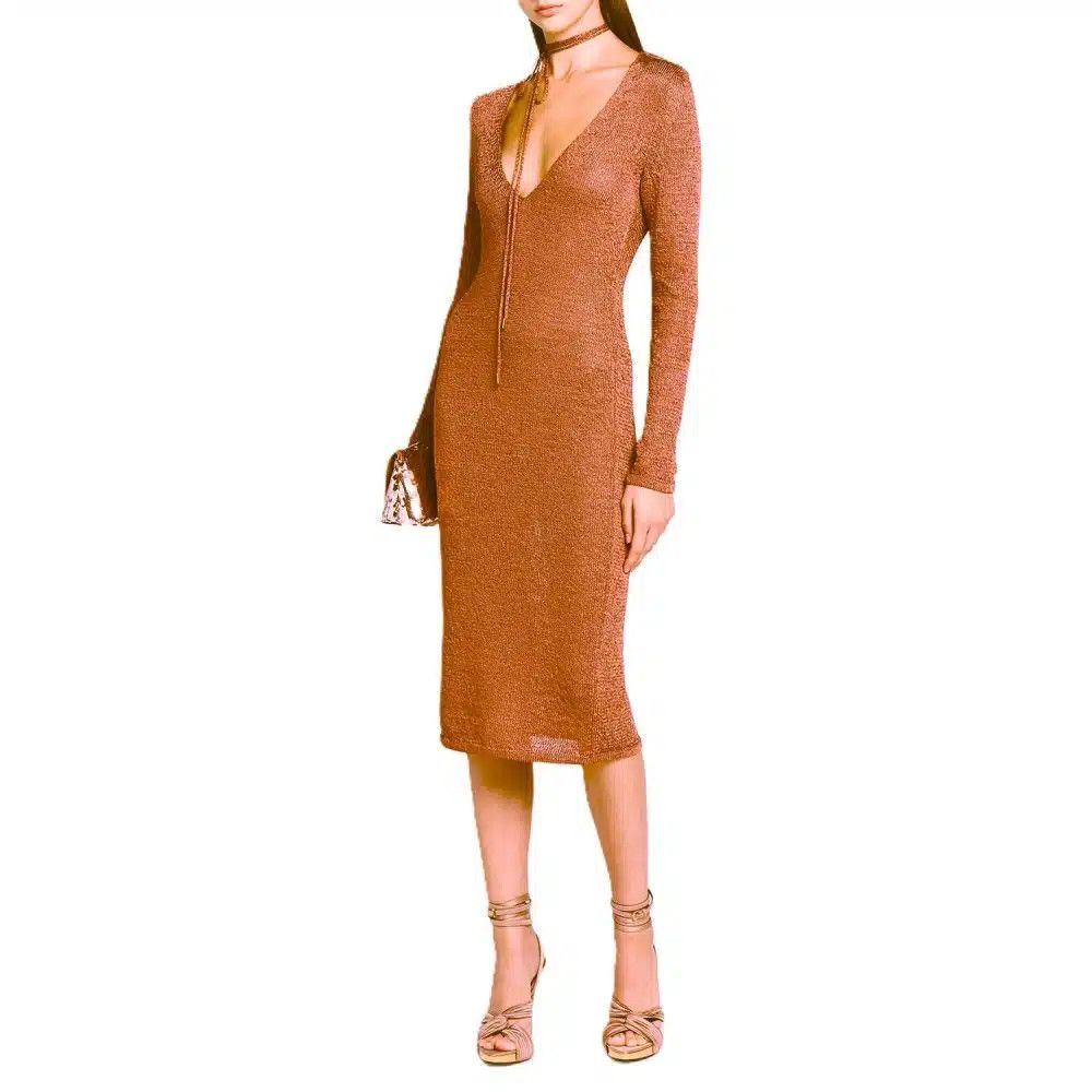 Tom Ford o1loc1c0225 ACK372 Viscose Knitted Dress in Deep Nude Size L / US 10 / IT 46 - 2 Thumbnail