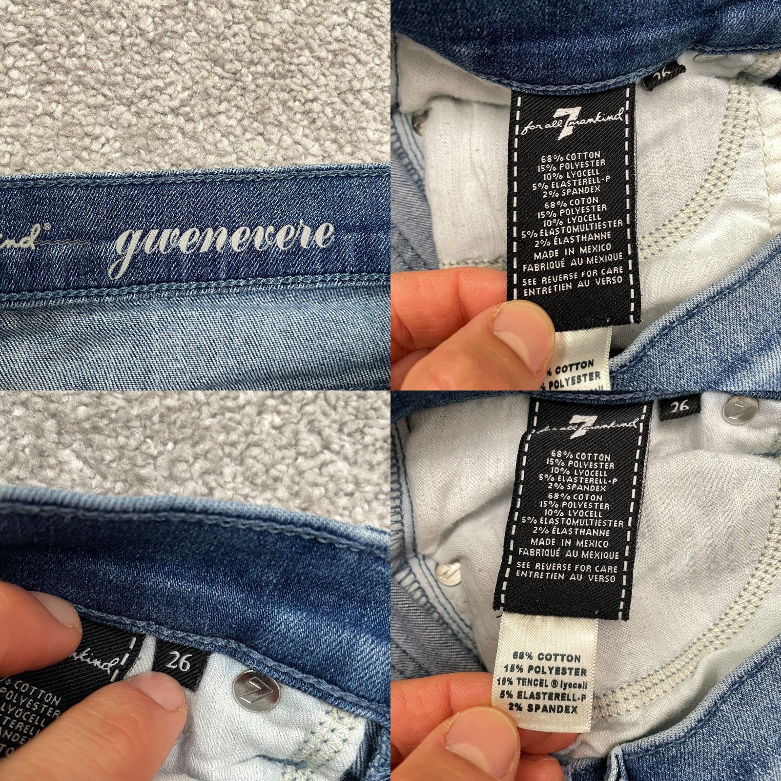 7 For All Mankind VINTAGE 7 For All Mankind Gwenevere Skinny Jeans Women 26 Blue Low Rise Distressed Stretch Denim Size 26" / US 2 / IT 38 - 8 Thumbnail
