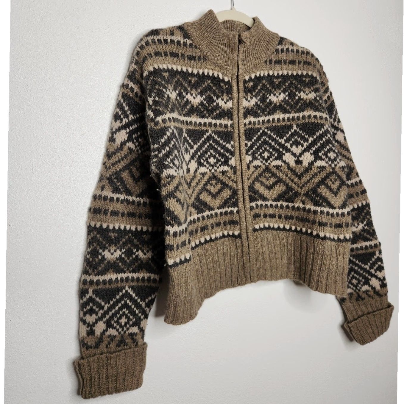 Vintage VINTAGE American Eagle Wool Zip Sweater Cottage Grandma Large Knit Nature Art Shirt Womens Size L / US 10 / IT 46 - 2 Thumbnail