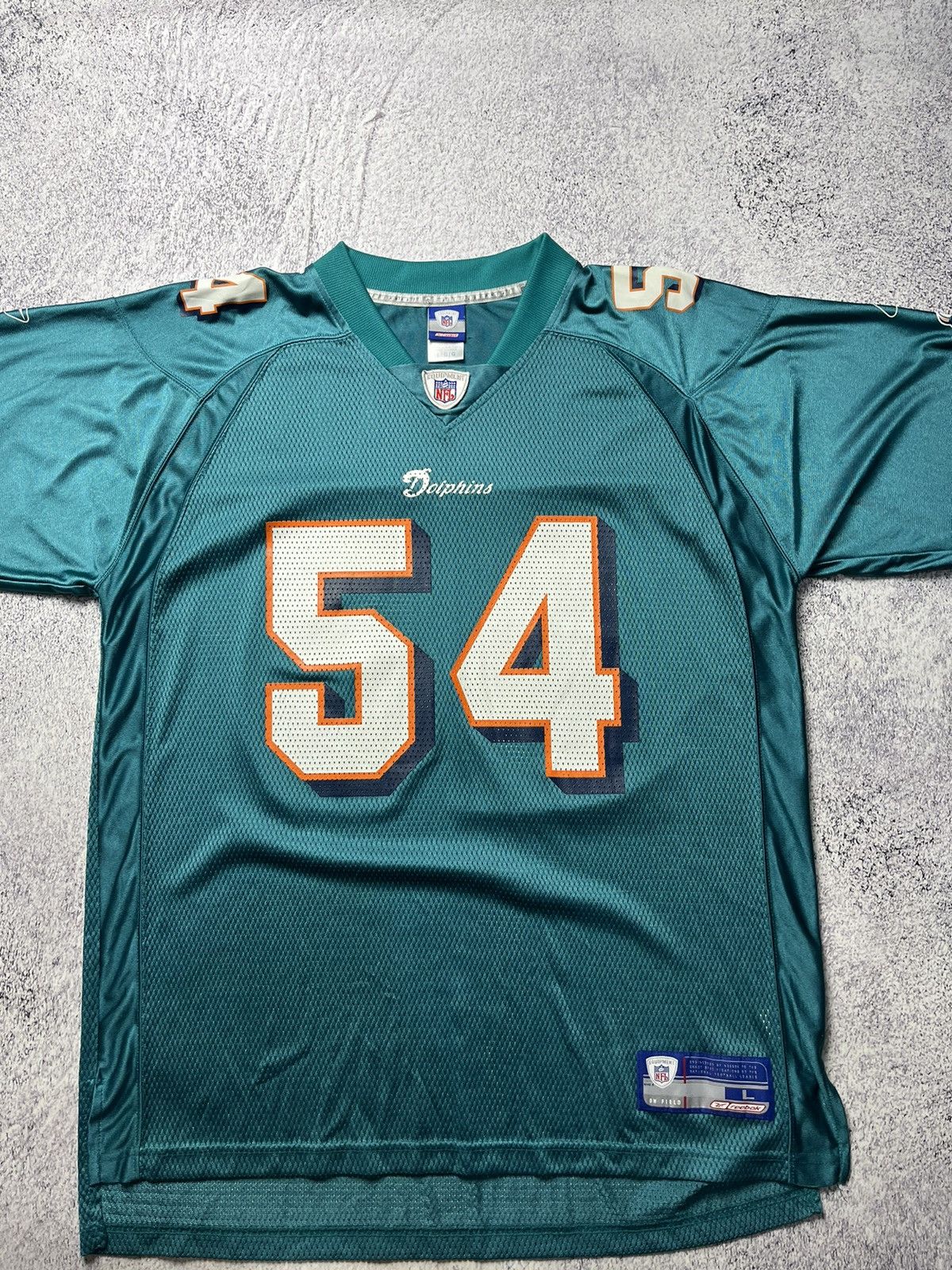 NFL Vintage REEBOK Miami Dolphins Thomas #54 Teal NFL Jersey Size US L / EU 52-54 / 3 - 3 Thumbnail