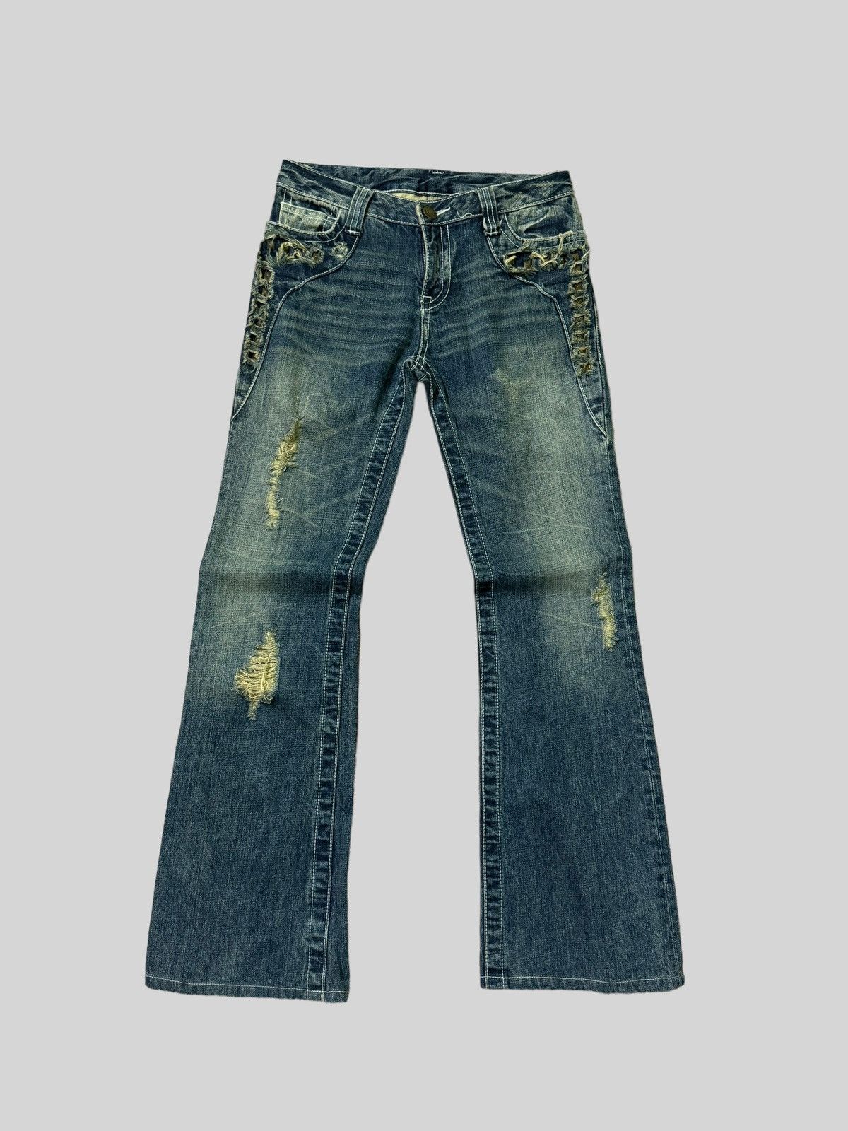 Beauty Beast × If Six Was Nine × Japanese Brand Flare Studded Gothic Distressed Denim pants Size US 29 - 1 Thumbnail