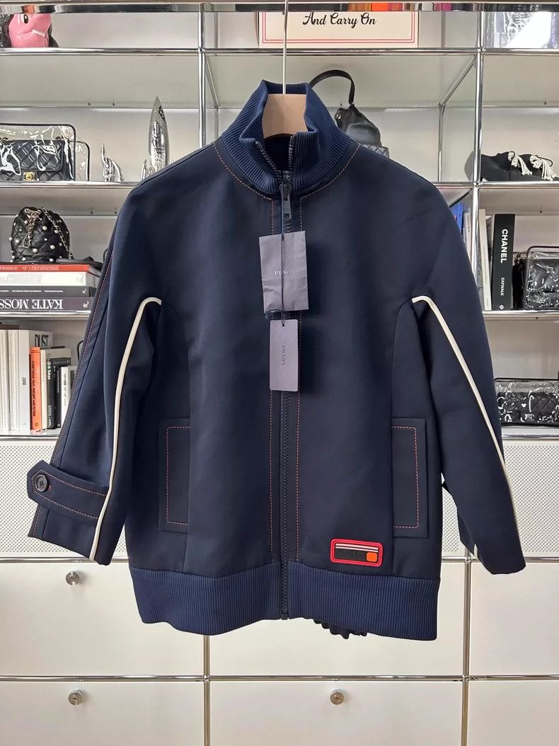 prada 8-point sleeve dark blue casual zip jacket 2504-Nexta