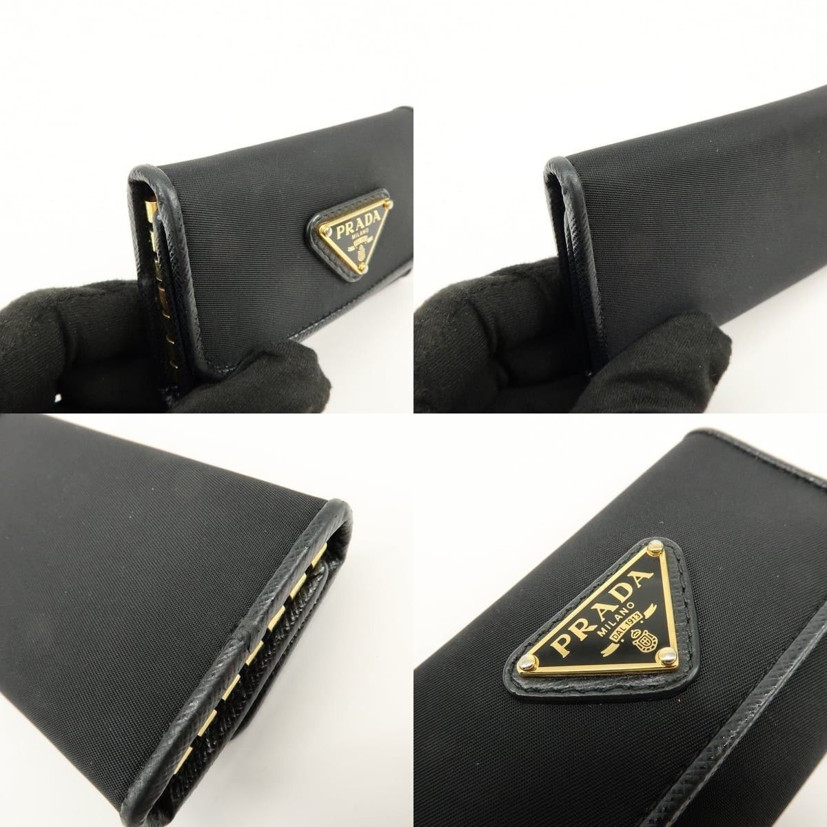 Prada Prada Triangle Logo Nylon Key Holder Black Size ONE SIZE - 5 Thumbnail