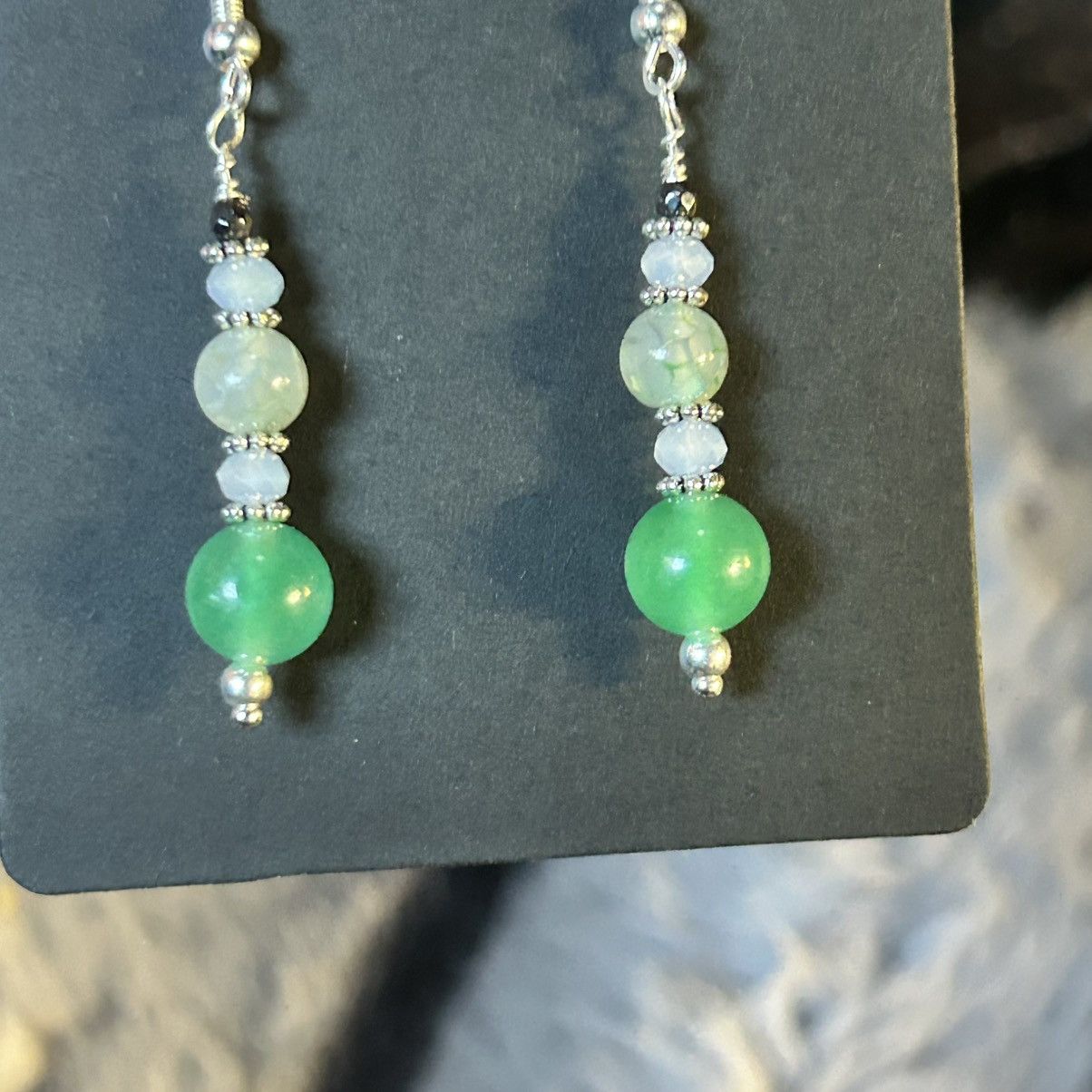 Handmade Handcrafted elegant chalcedony dragon vein agate earrings Size ONE SIZE - 2 Thumbnail