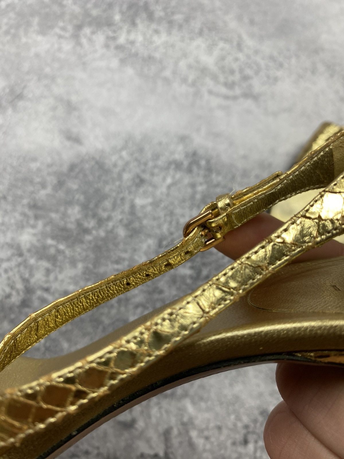Gucci Gucci by Tom Ford SS04 Vintage Gold Python Bamboo Heel Snake Size US 7 / IT 37 - 20 Thumbnail