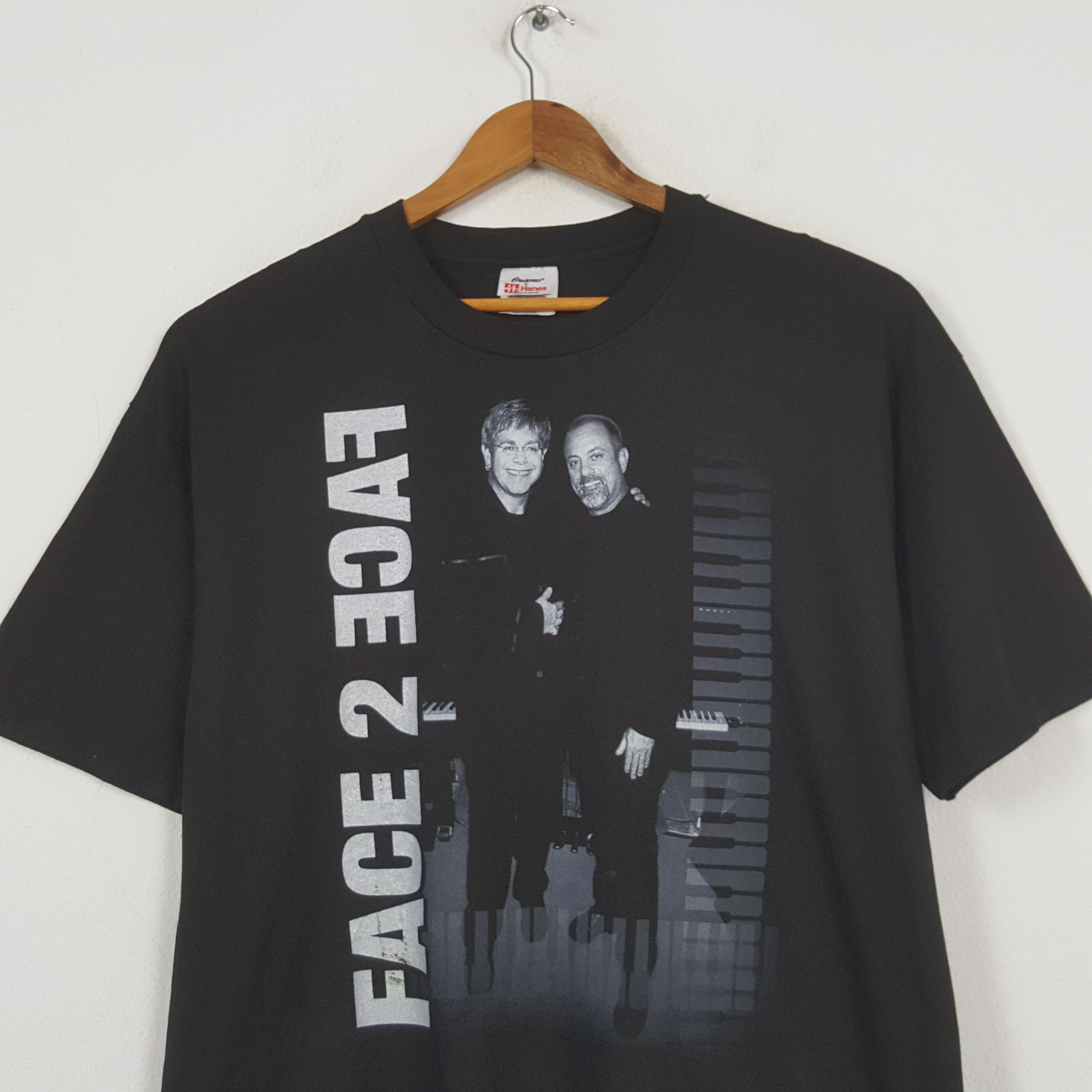 Hanes Vintage FACE 2 FACE Elton John Billy Joel T-shirt 31 Size US XL / EU 56 / 4 - 2 Thumbnail