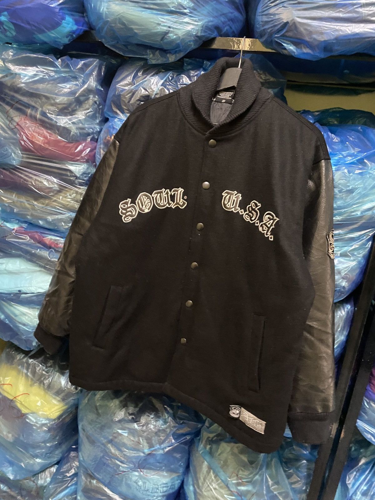 Sol Angeles Soul USA Los Angeles Black Varsity Jacket - Vintage Style Size US L / EU 52-54 / 3 - 4 Thumbnail