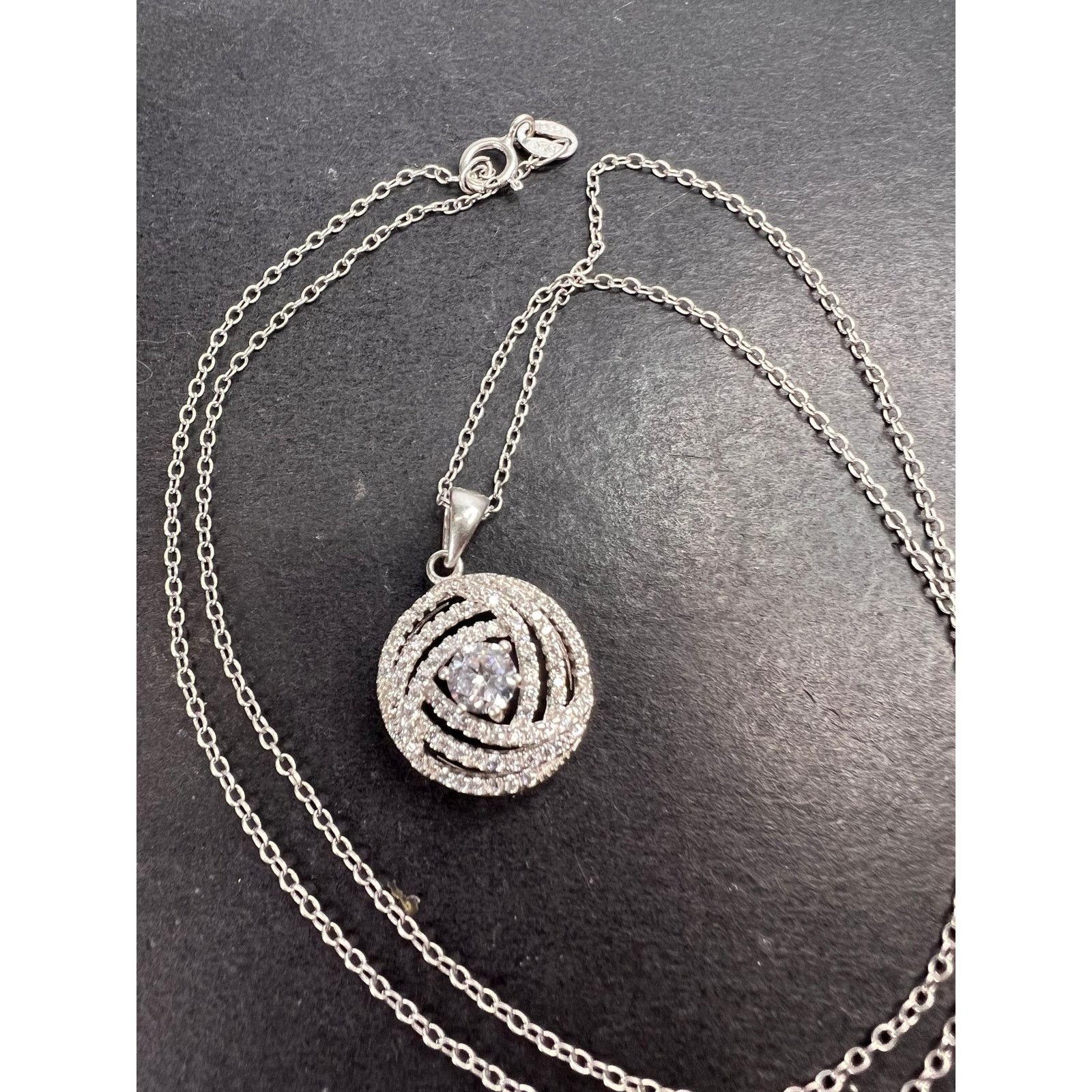 Other Cz swirl circle sterling silver pendant and chain Size ONE SIZE - 1 Thumbnail