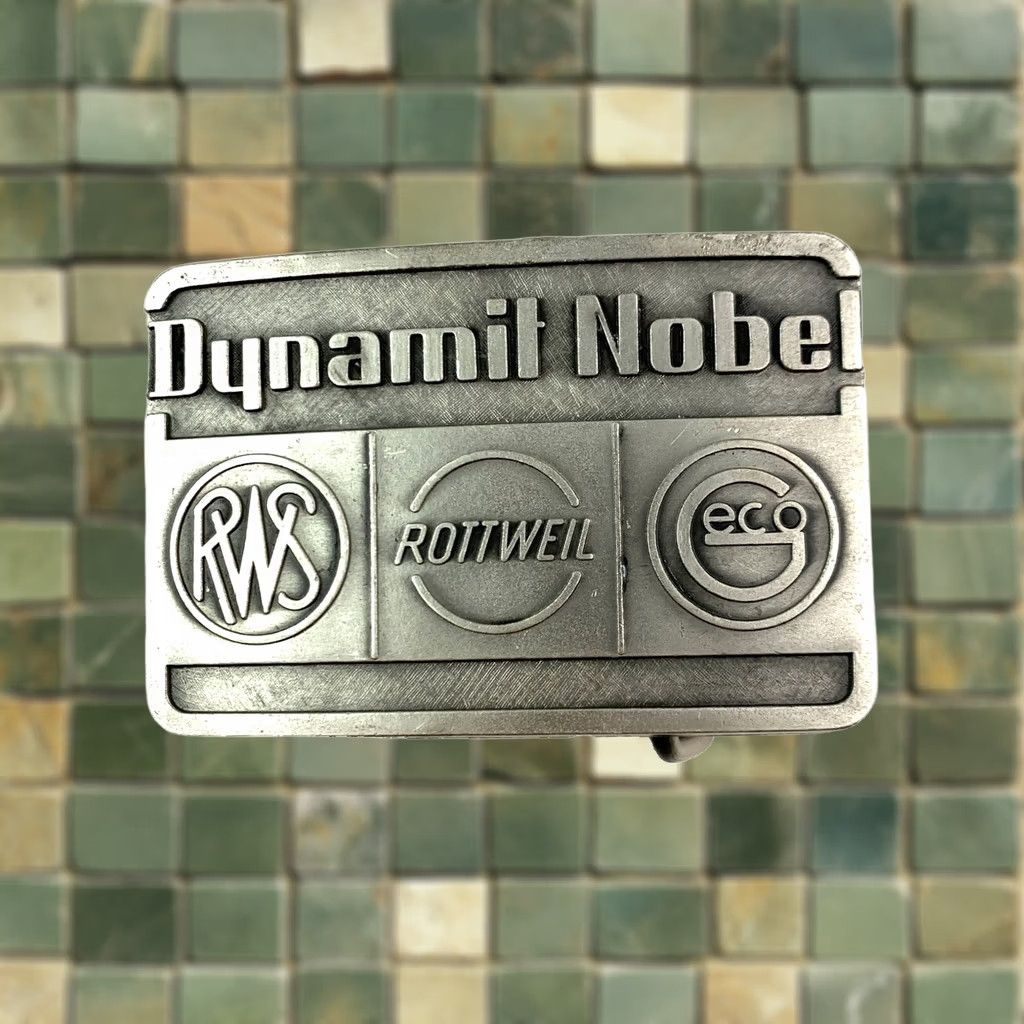 Vintage VINTAGE Dynamit Nobel Rottweil RWS Metal Belt Buckle Shirt Belt Buckle Silver 1980s Occupational Mens Womens Adults Unisex Size ONE SIZE - 1 Thumbnail