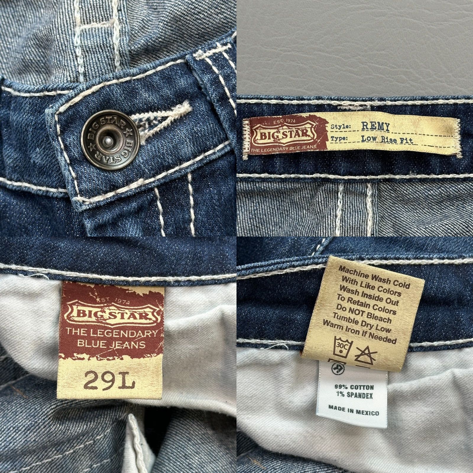 Vintage BIG STAR Jeans Women's 29 Regular 29x30 Dark Wash Low Rise Bootcut Embroidered Stretch Denim Blue 5-Pocket Mens/Womens? Size 29" - 8 Thumbnail