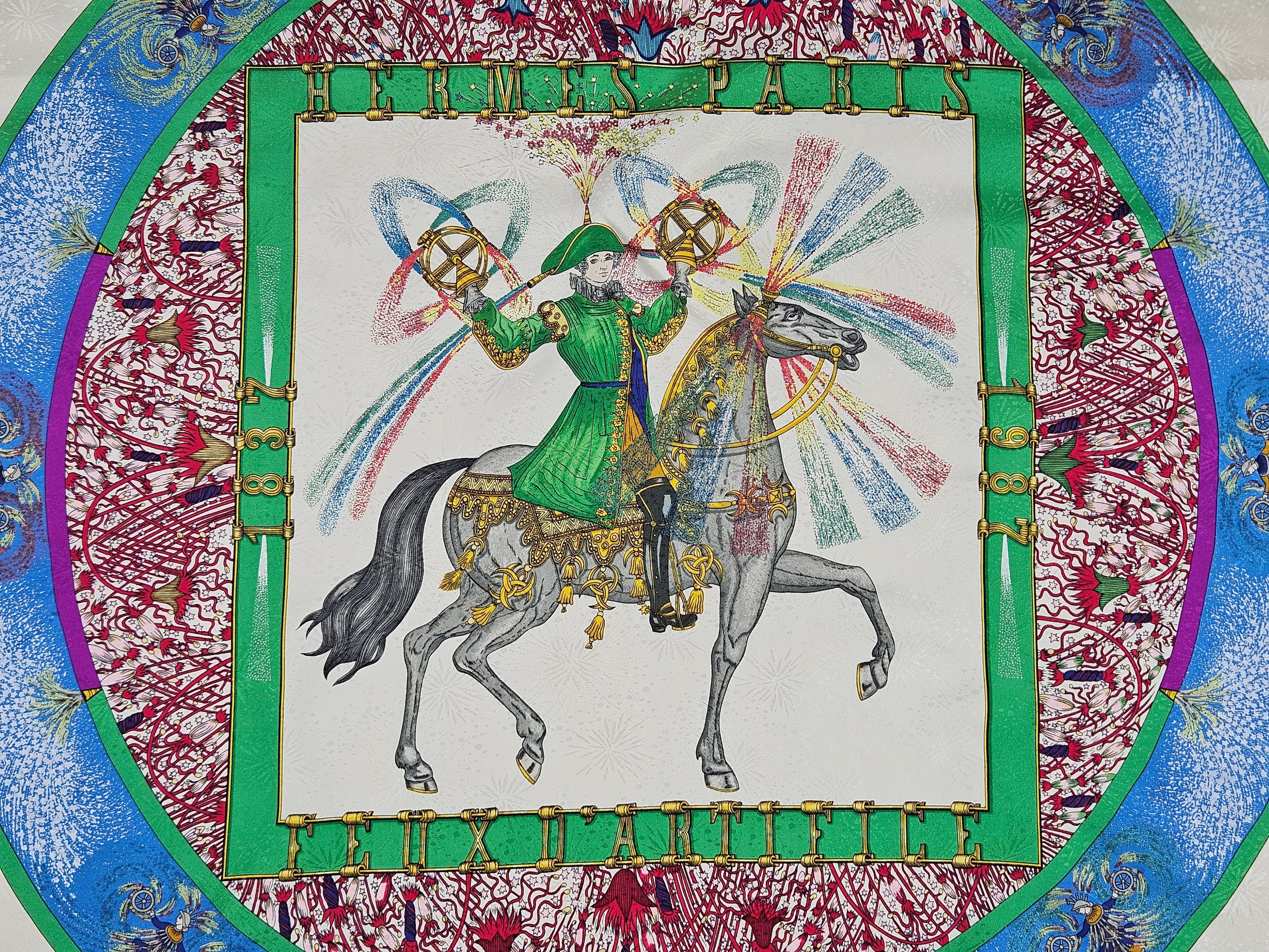 Hermes × Vintage Hermes Feux d'Artifices by Michel Duchene silk scarf Size ONE SIZE - 3 Thumbnail
