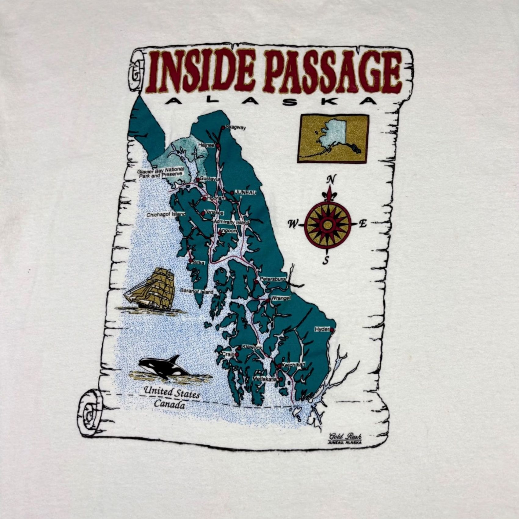Vintage Vintage Caribbean Dream Inside Passage Alaska Map Shirt XL White 90s Graphic Size US XL / EU 56 / 4 - 6 Thumbnail